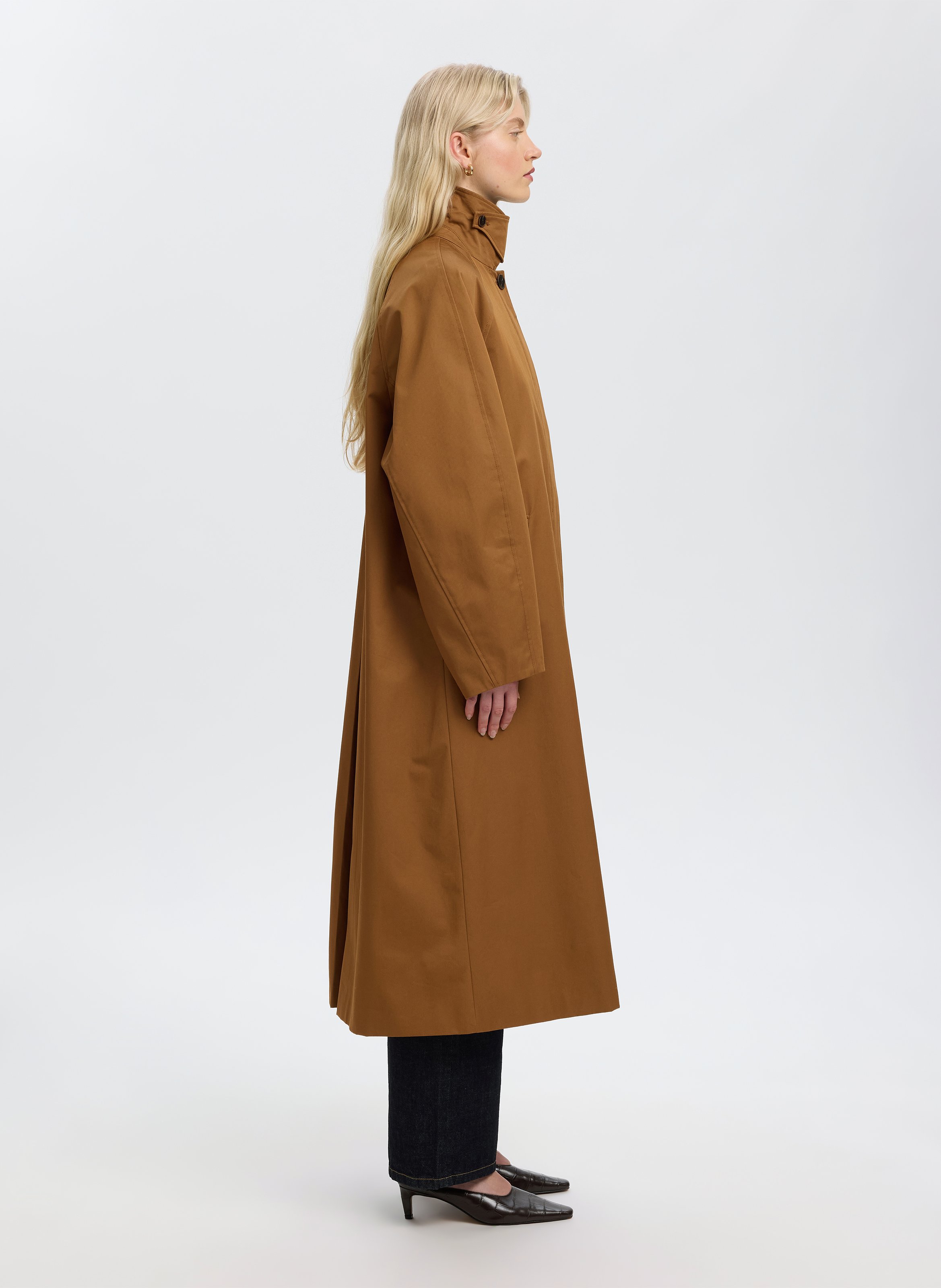 Manteau long oversize en coton recyclé SELECTED Marron