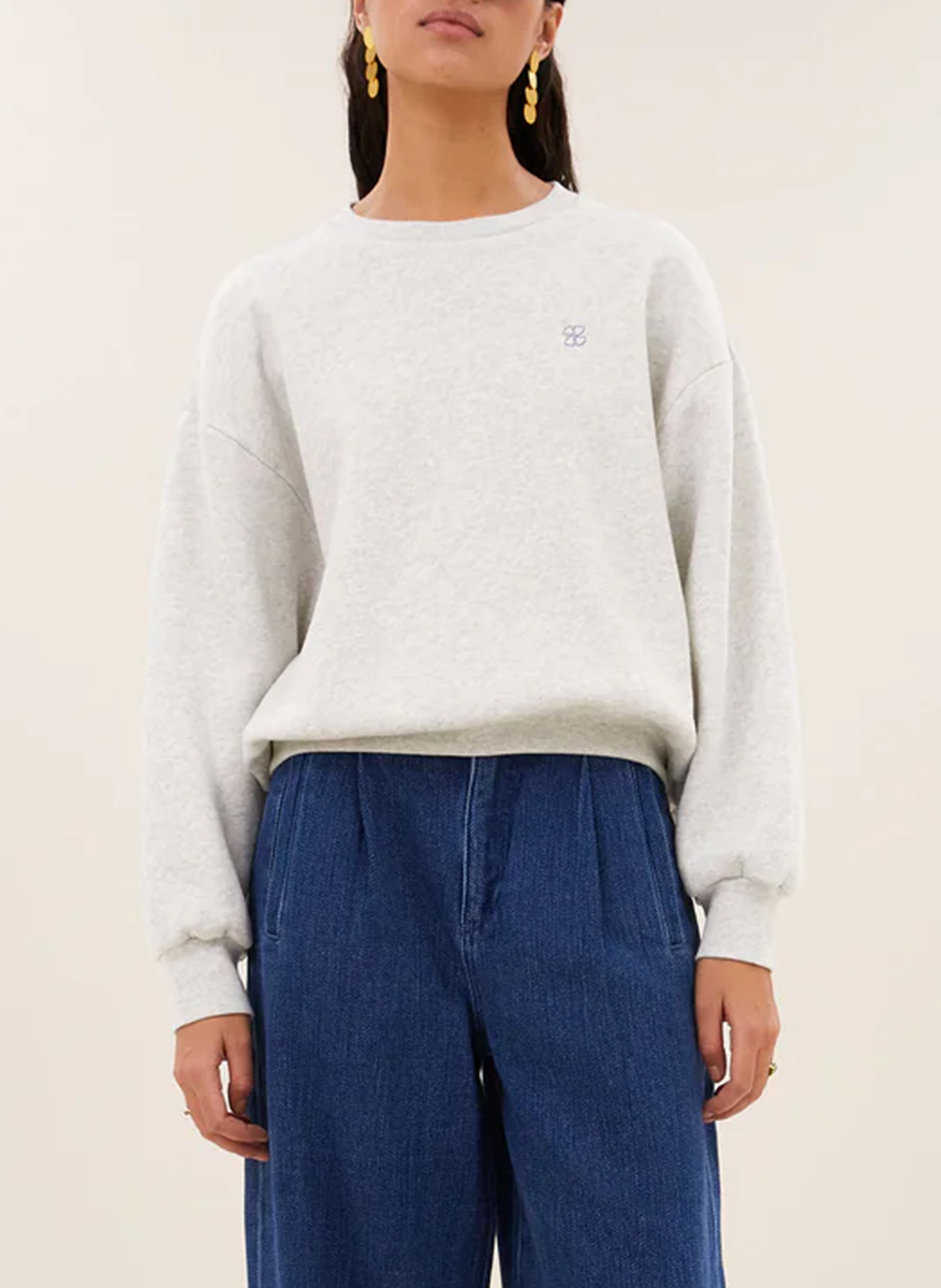 Rundhals-Sweatshirt aus Baumwoll-Mix BY BAR Grau