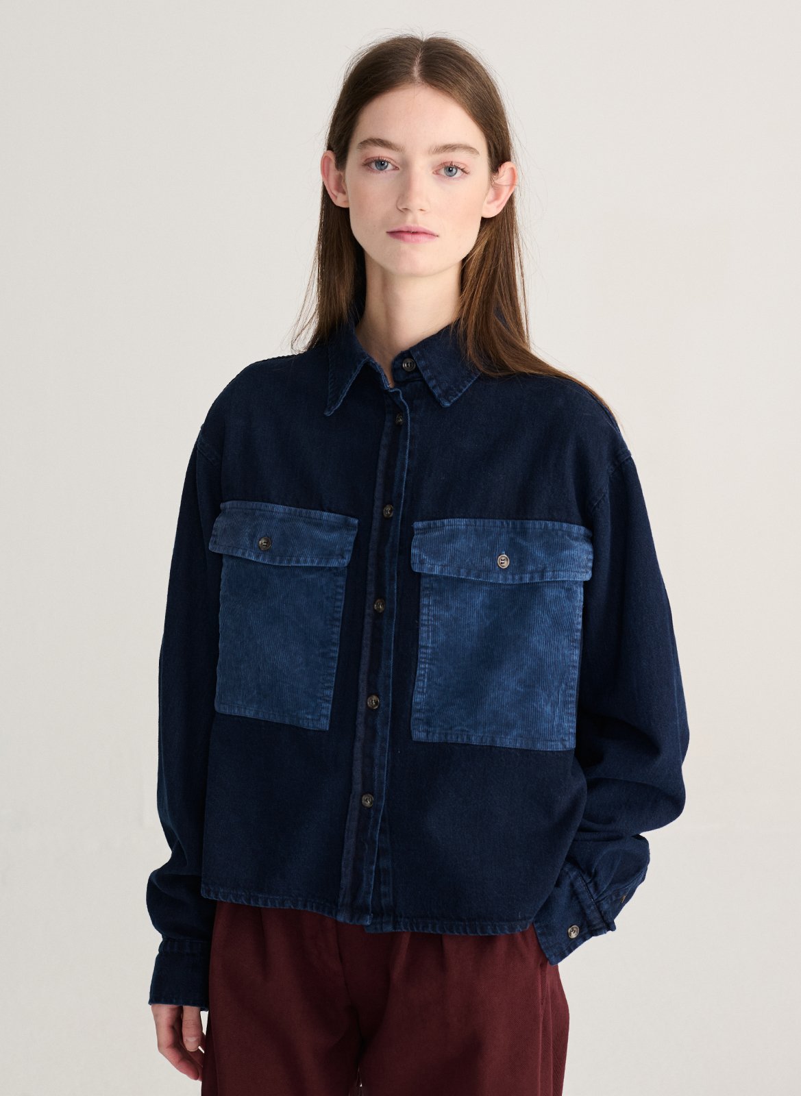 Weites Hemd aus Baumwoll-Rippen-Velours BOBO CHOSES Blau