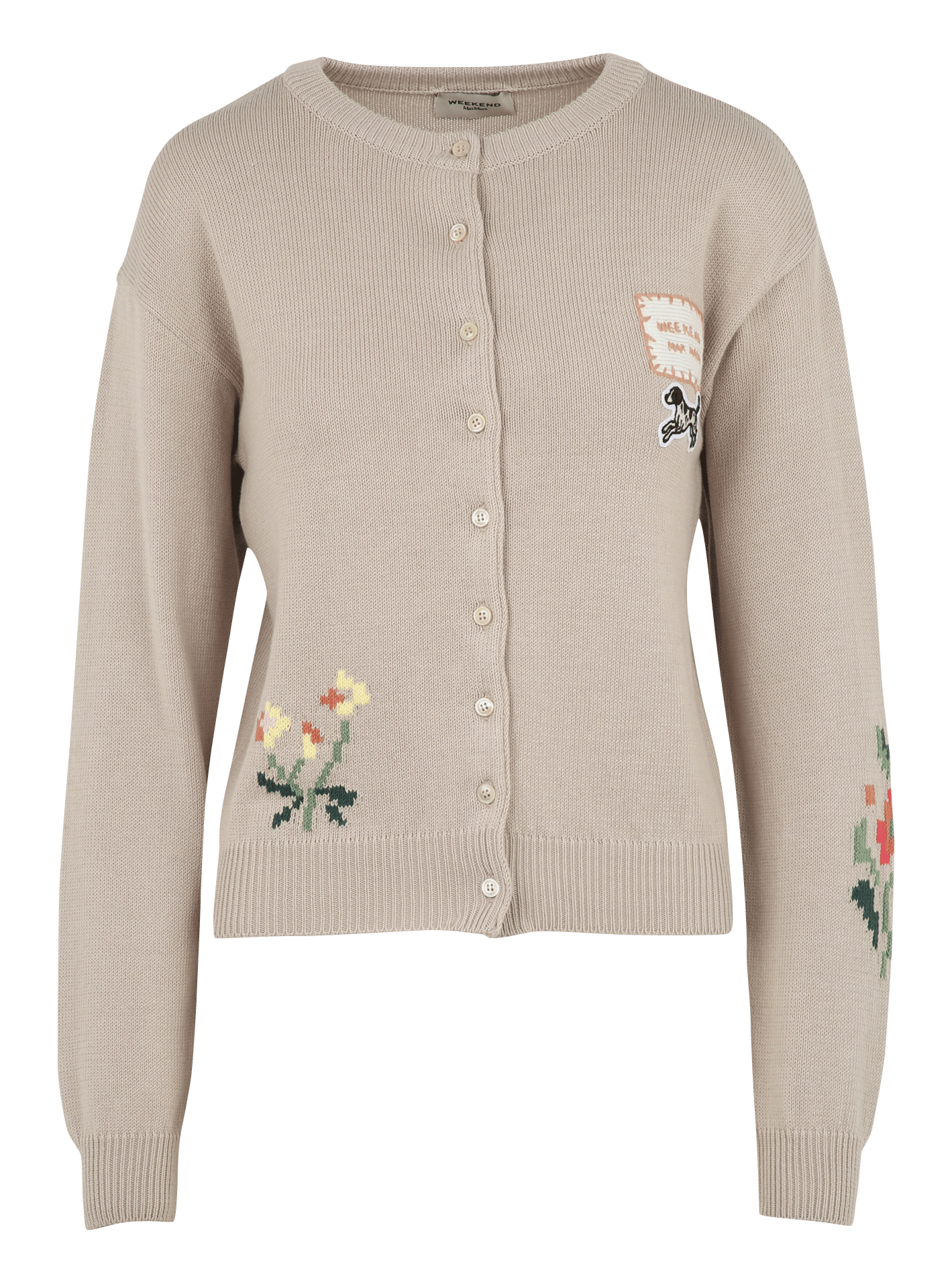 Cardigan rayé à broderies fantaisie MAX MARA WEEK END Beige