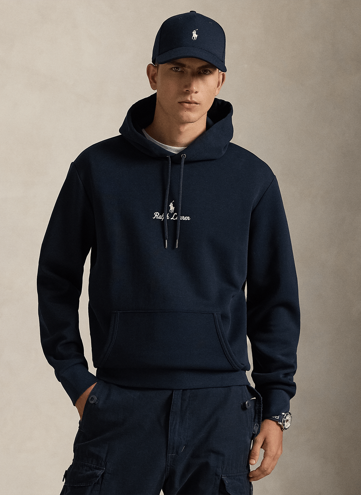 Sweat uni à capuche avec broderie POLO RALPH LAUREN Blauw