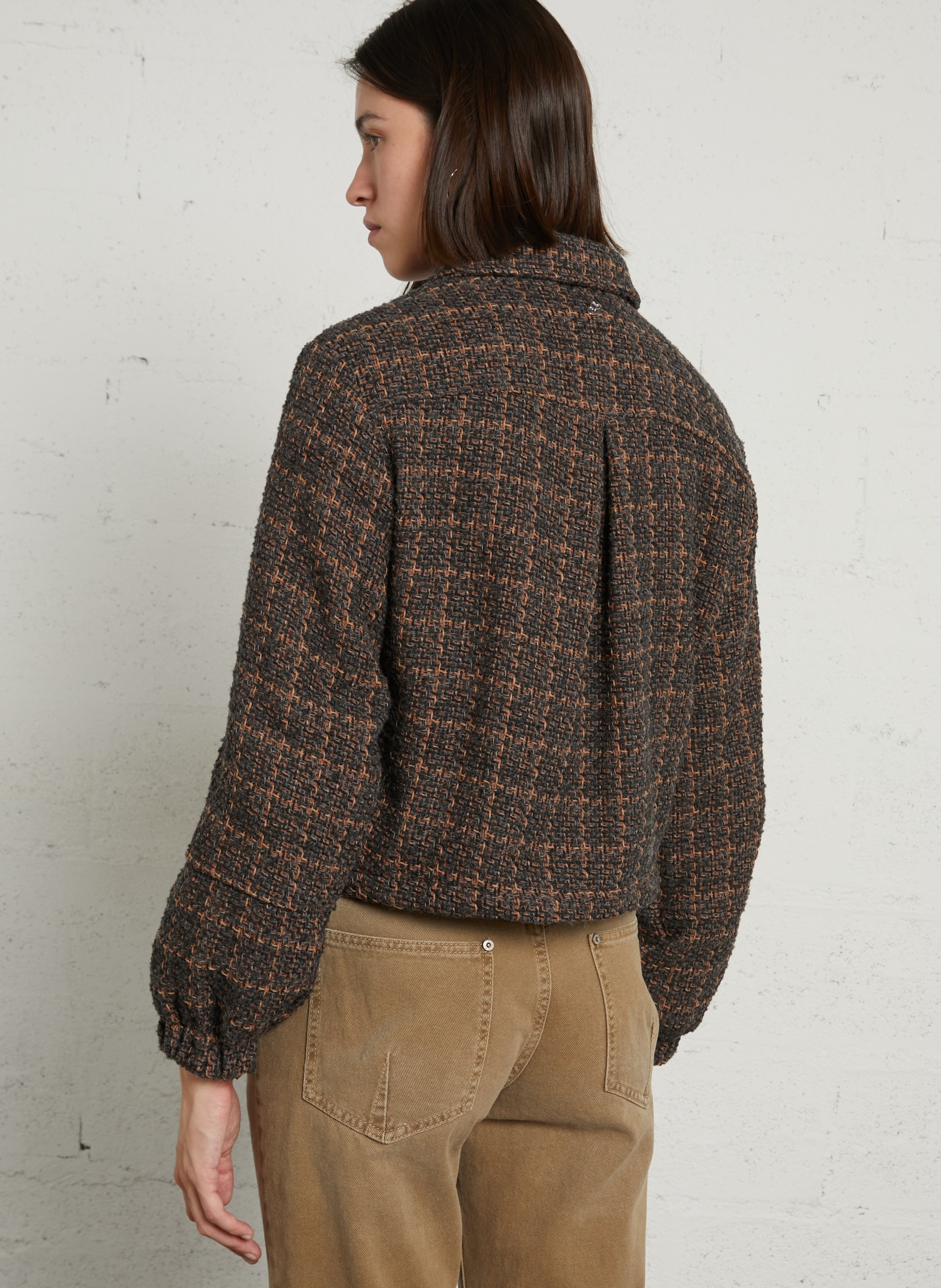 Cotton-blend jacket with classic collar PLEASE Grey