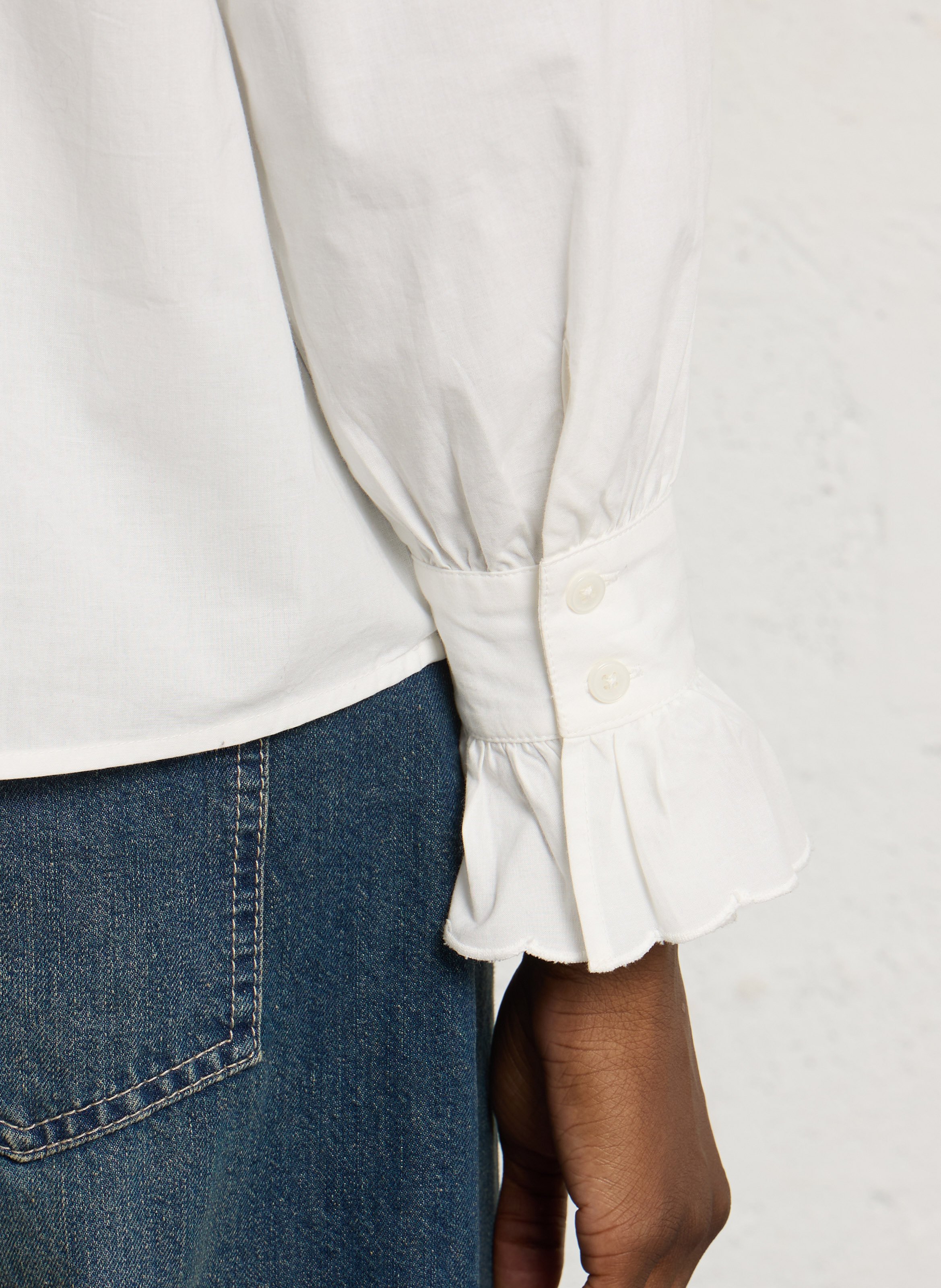Oversized cotton blouse with Peter Pan collar DES PETITS HAUTS Beige
