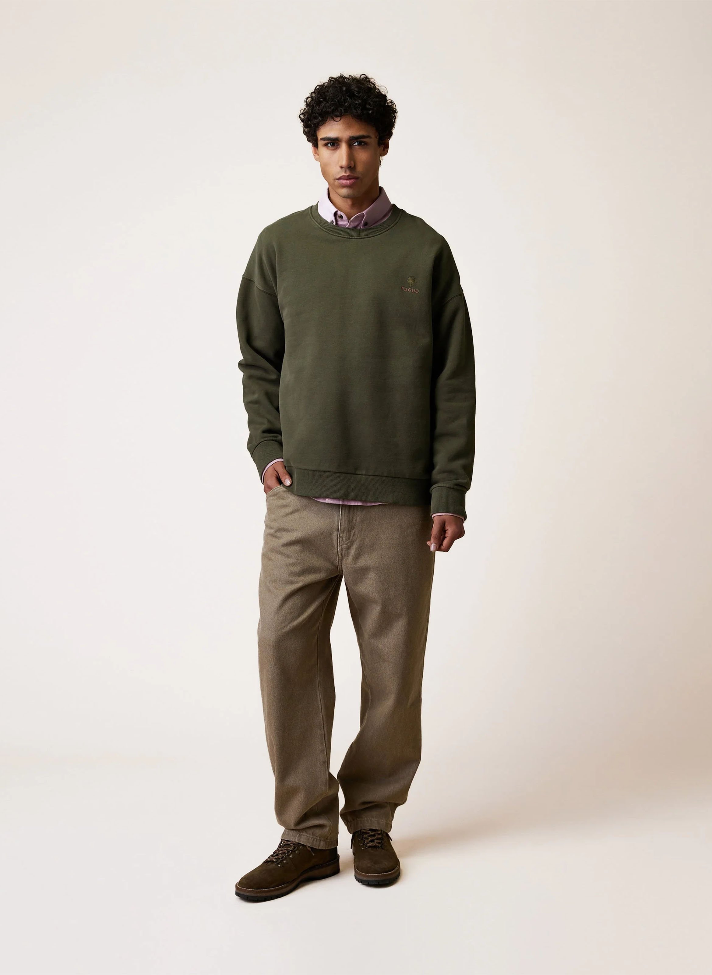 Baumwoll-Sweatshirt mit Rundhalsausschnitt FAGUO Khaki
