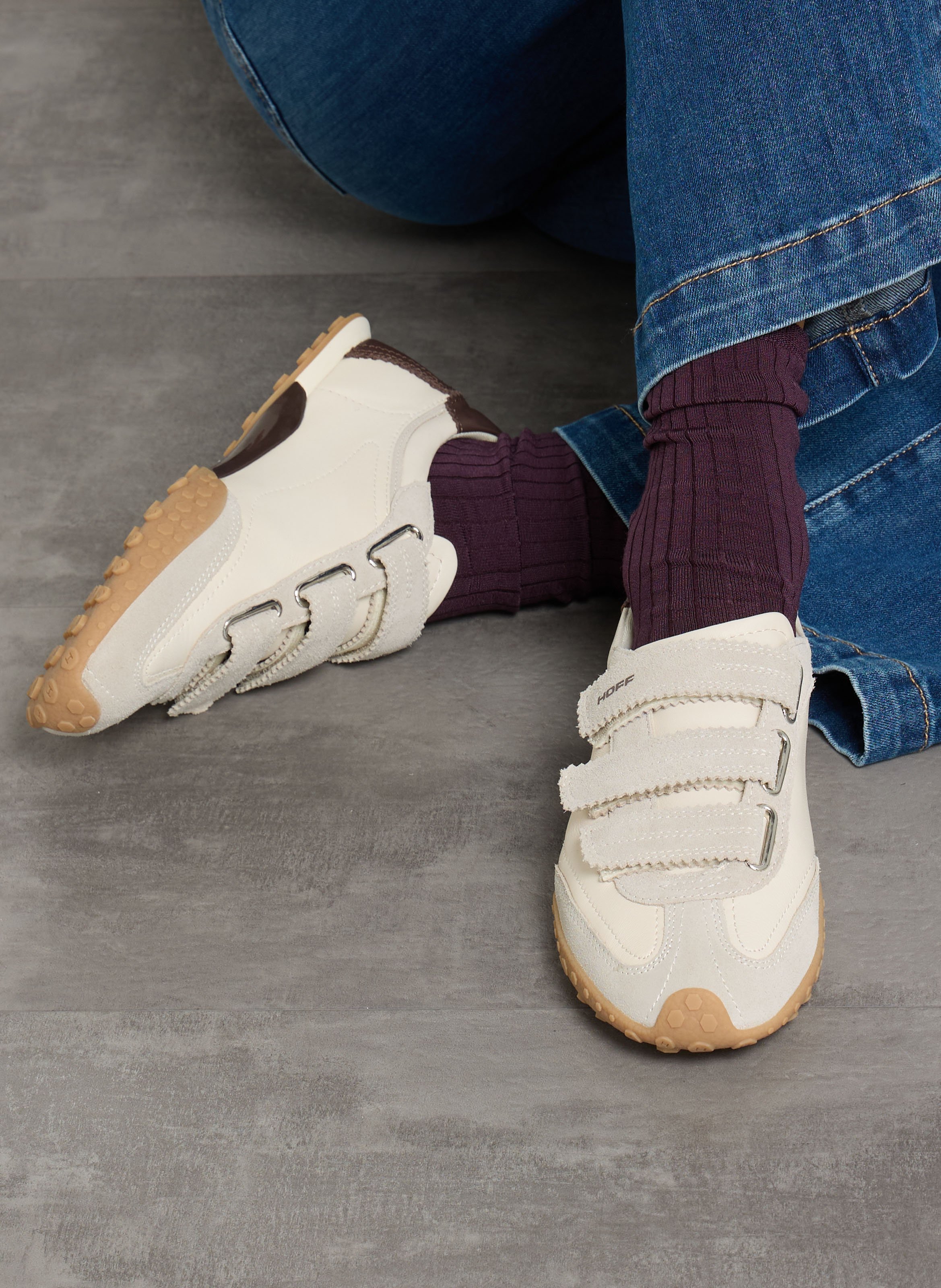 Low-top mixed leather sneakers HOFF Beige
