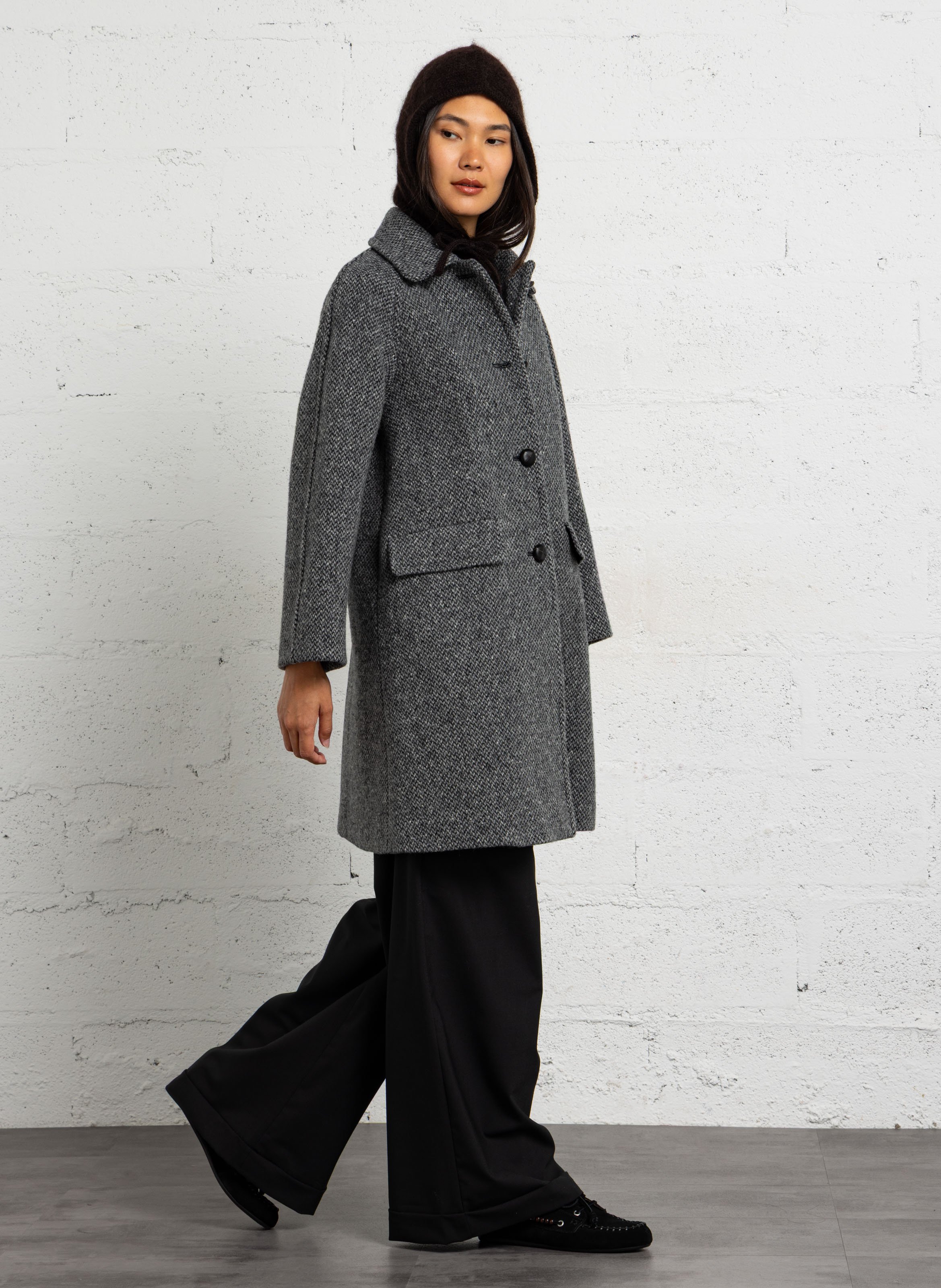 Wollmix-Mantel mit Reverskragen MAX MARA WEEK END Schwarz
