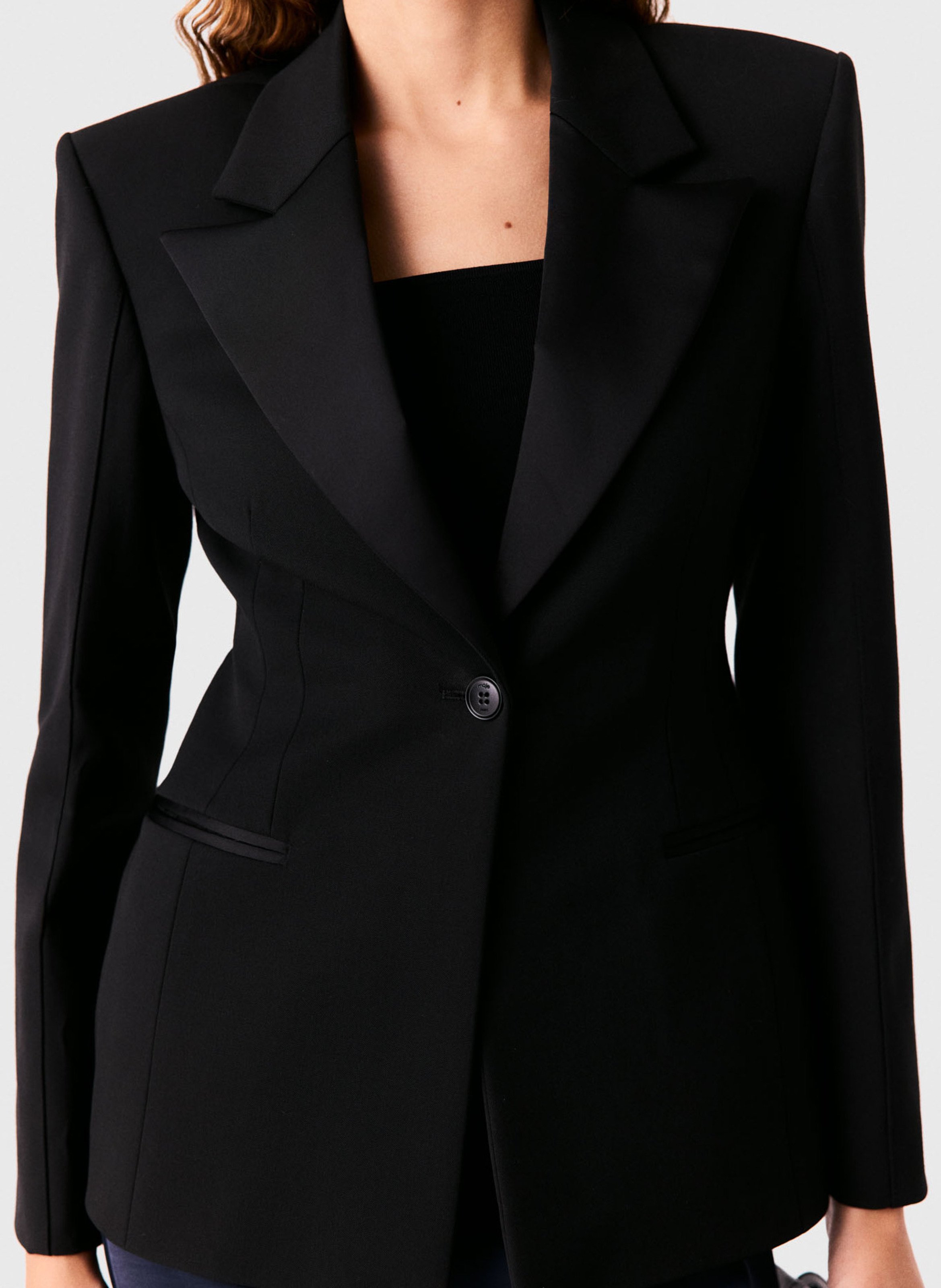 Fitted jacket with tailored collar MAJE Black