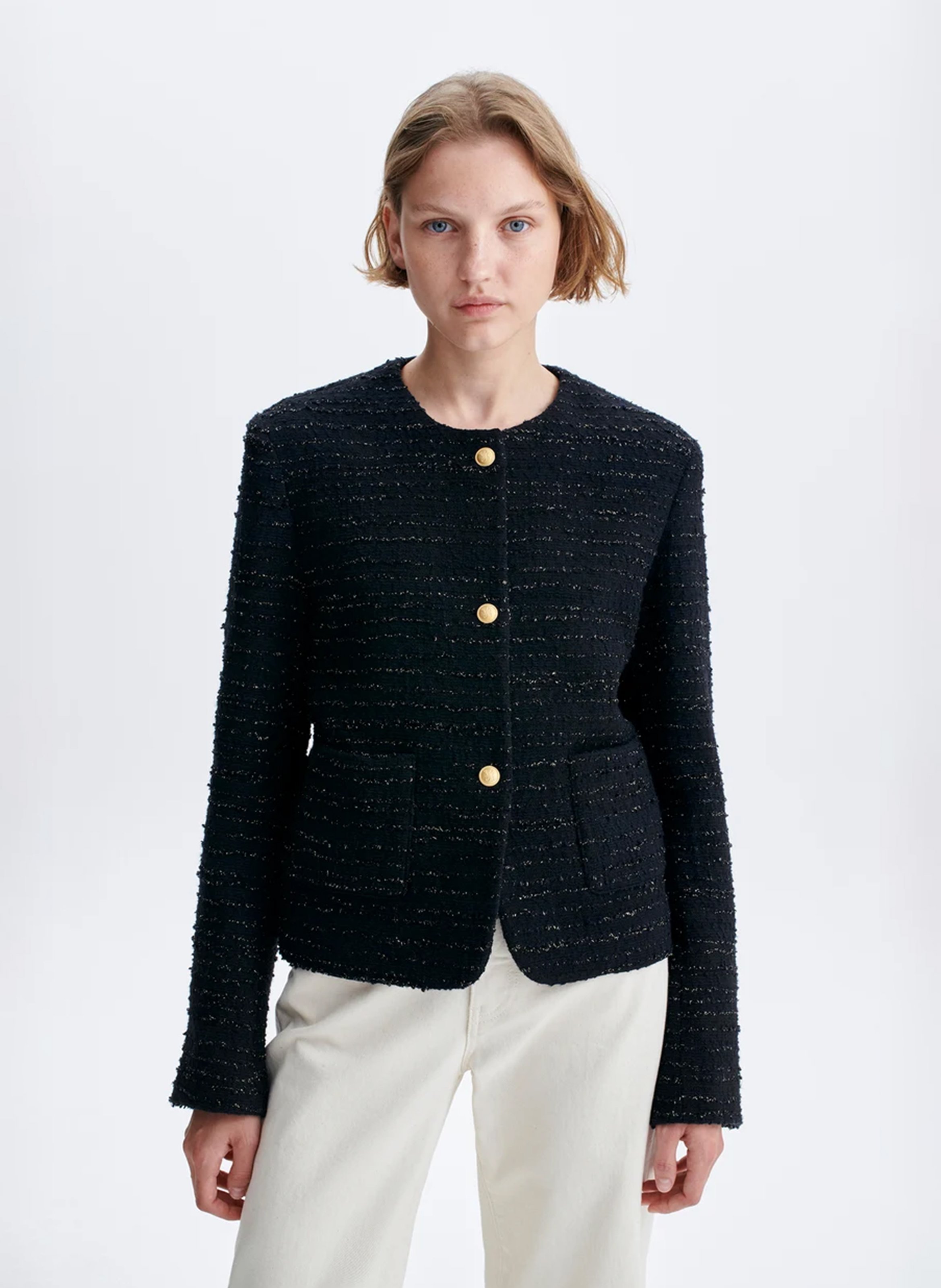 Tweed-Jacke mit Rundhalskragen VANESSA BRUNO Schwarz