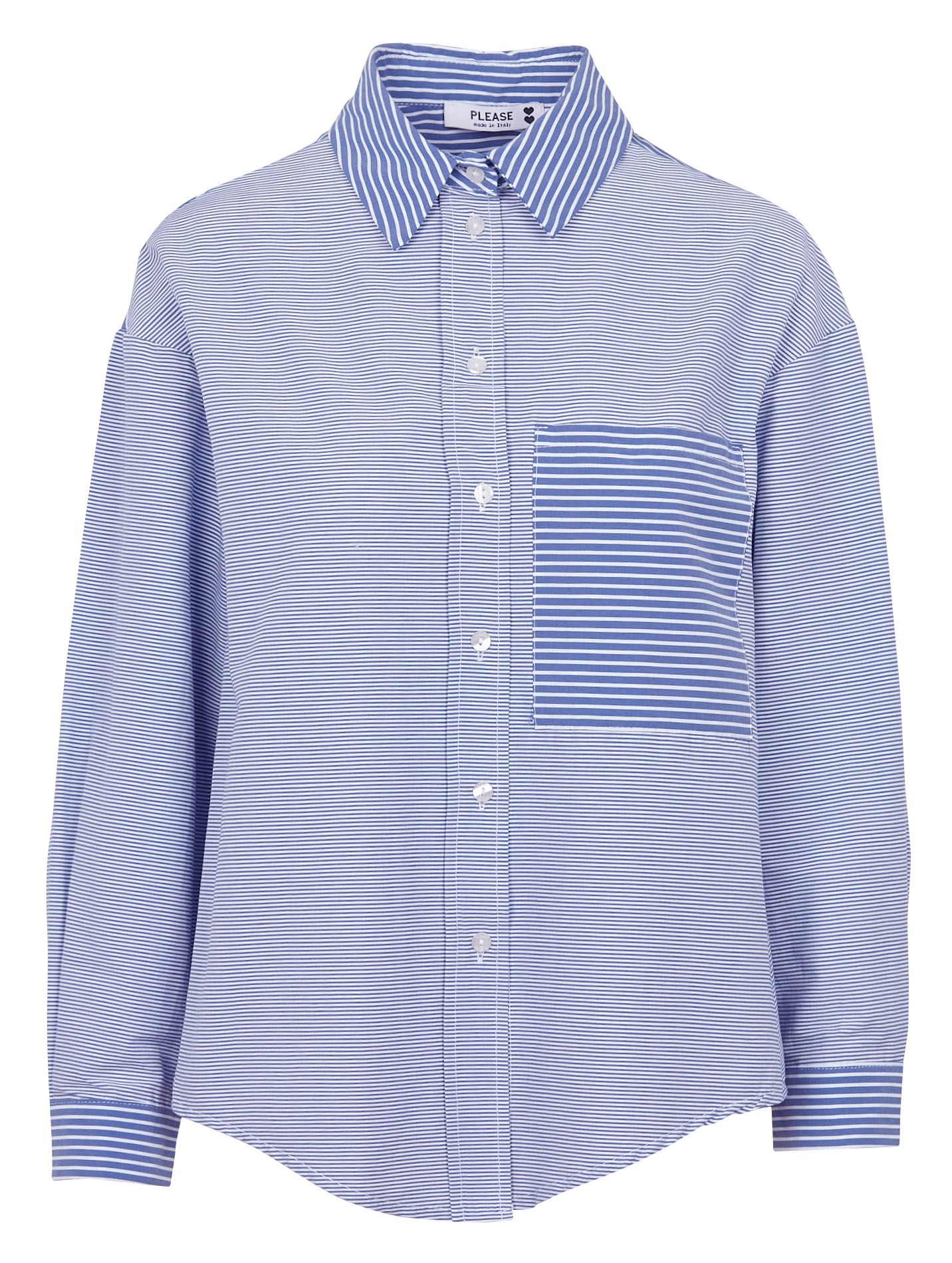 Gestreepte blouse met klassieke kraag | katoenblend PLEASE Blauw