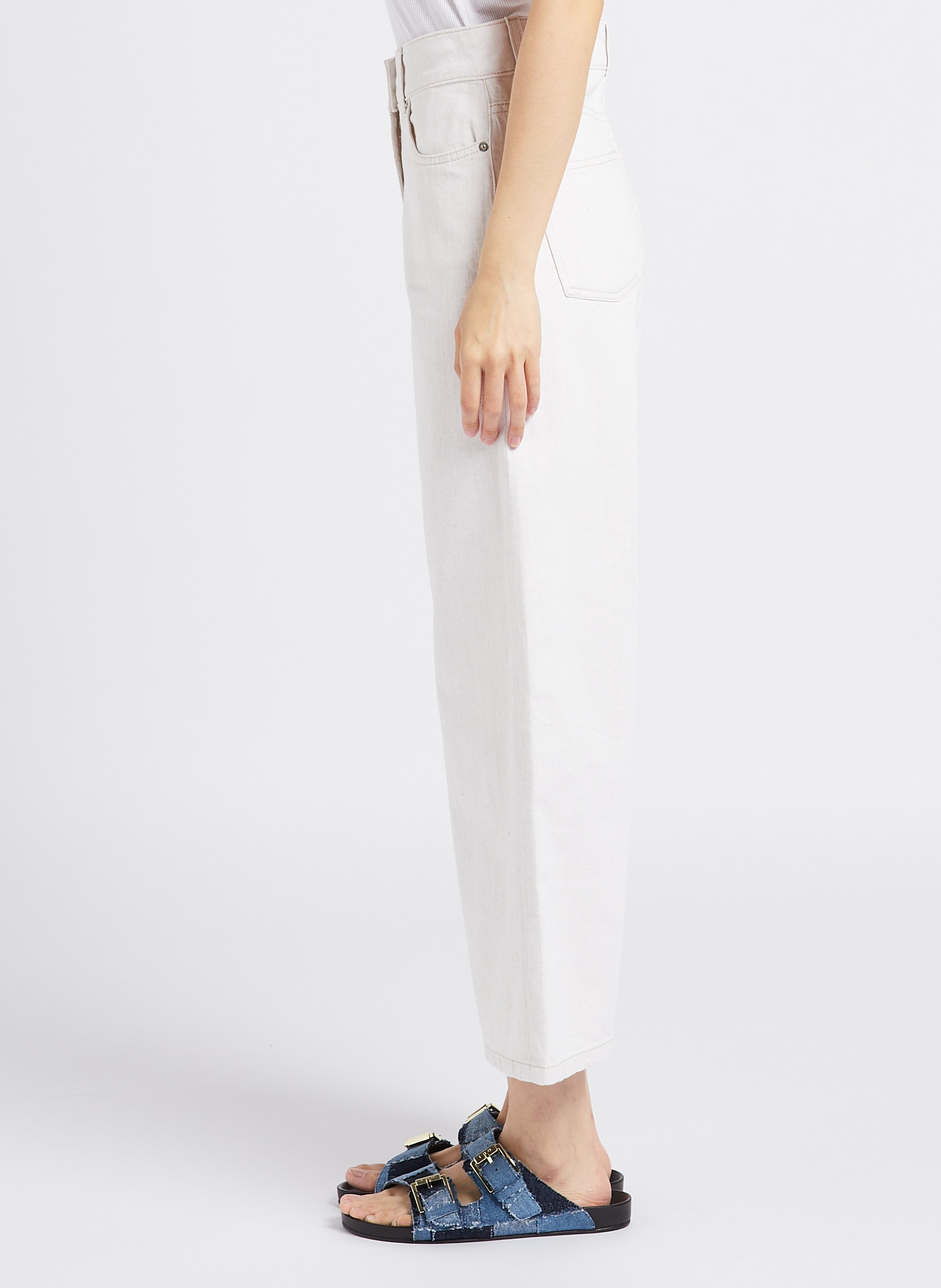 Wide-leg cotton and linen-blend jeans IRO Beige