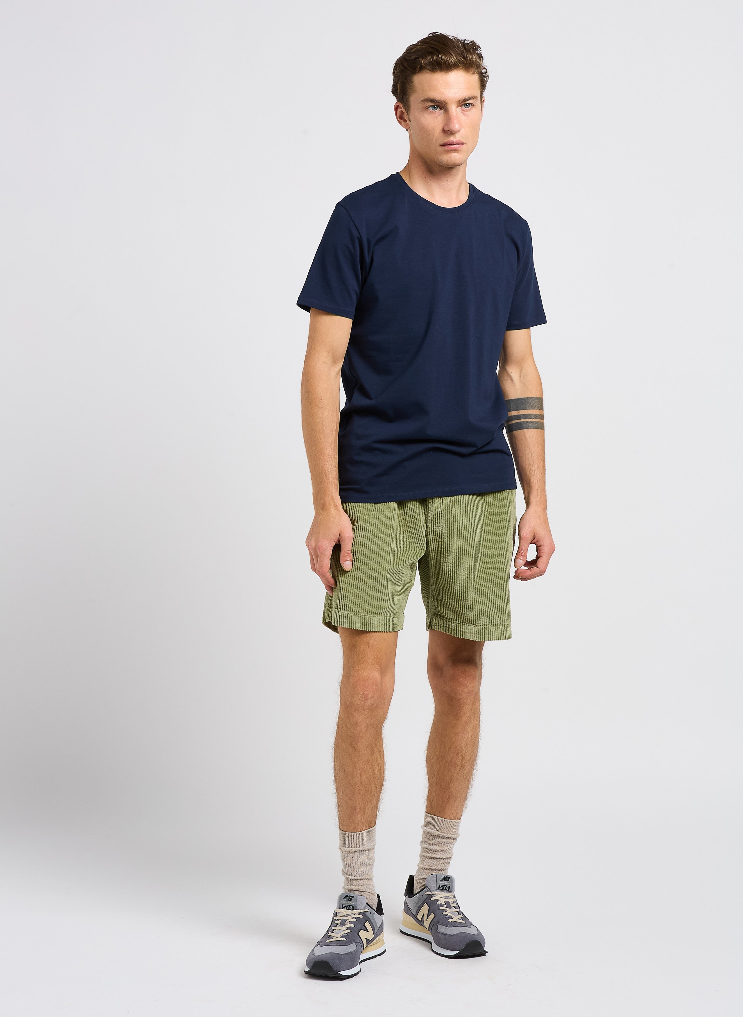 Short-sleeved organic cotton blend t-shirt SELECTED Blue