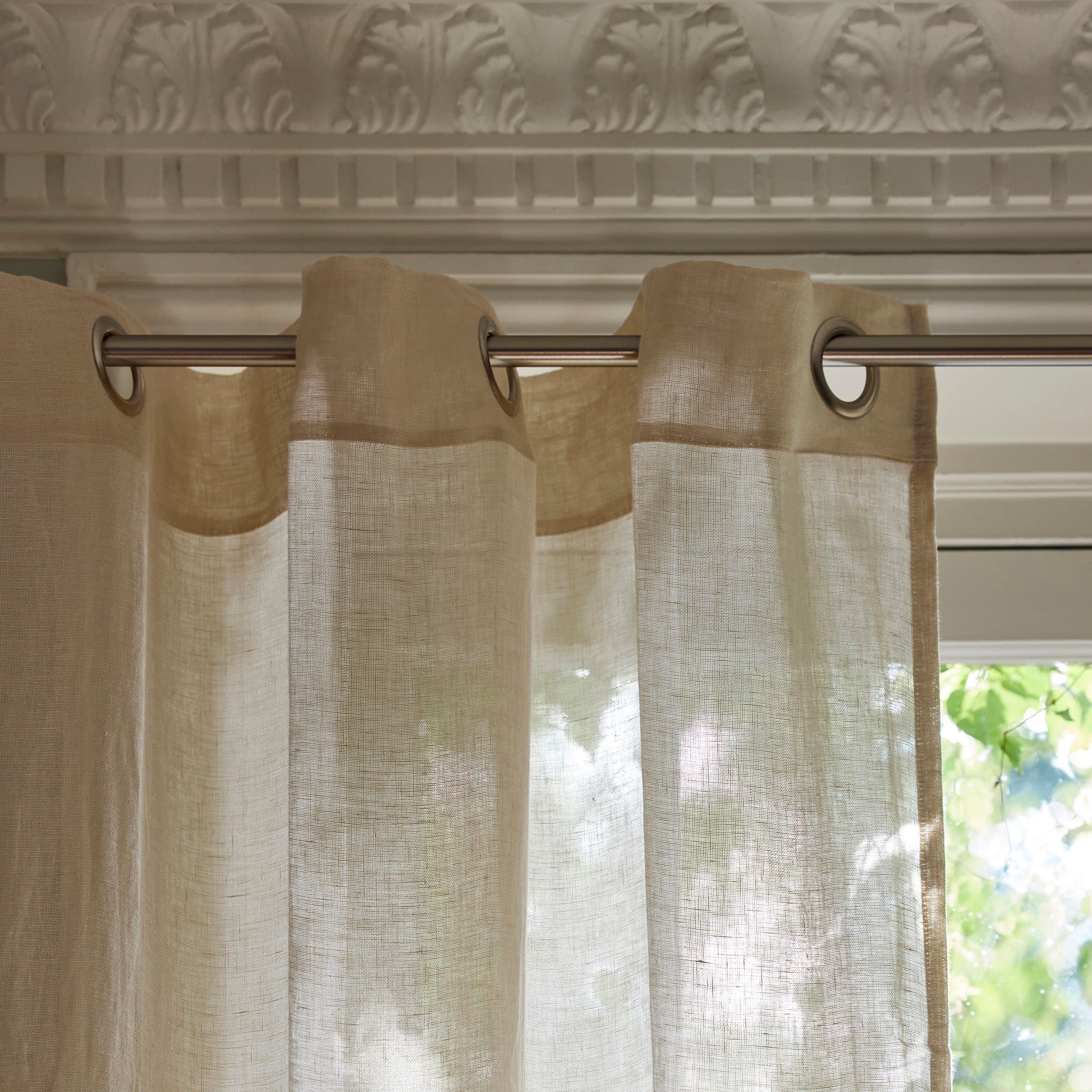 SHADOW - Linen net curtain with eyelets MADURA Beige