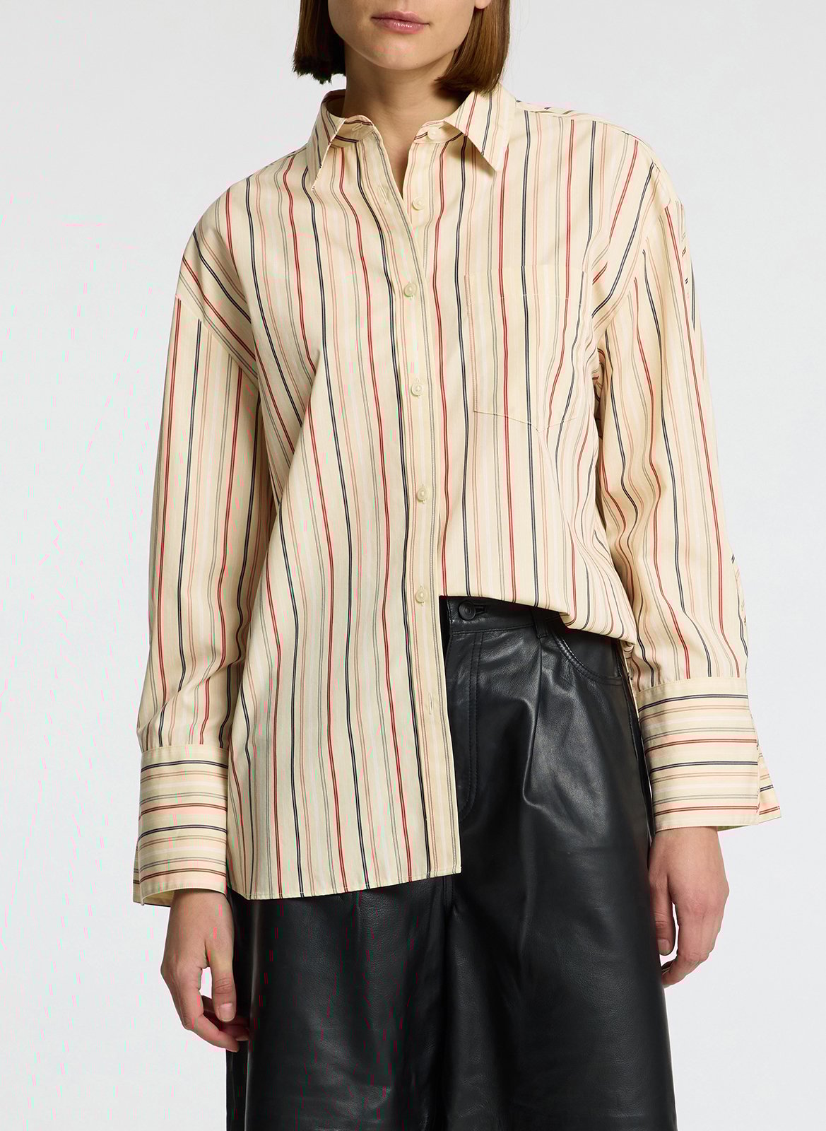Celena striped cotton oversized shirt SELECTED Beige