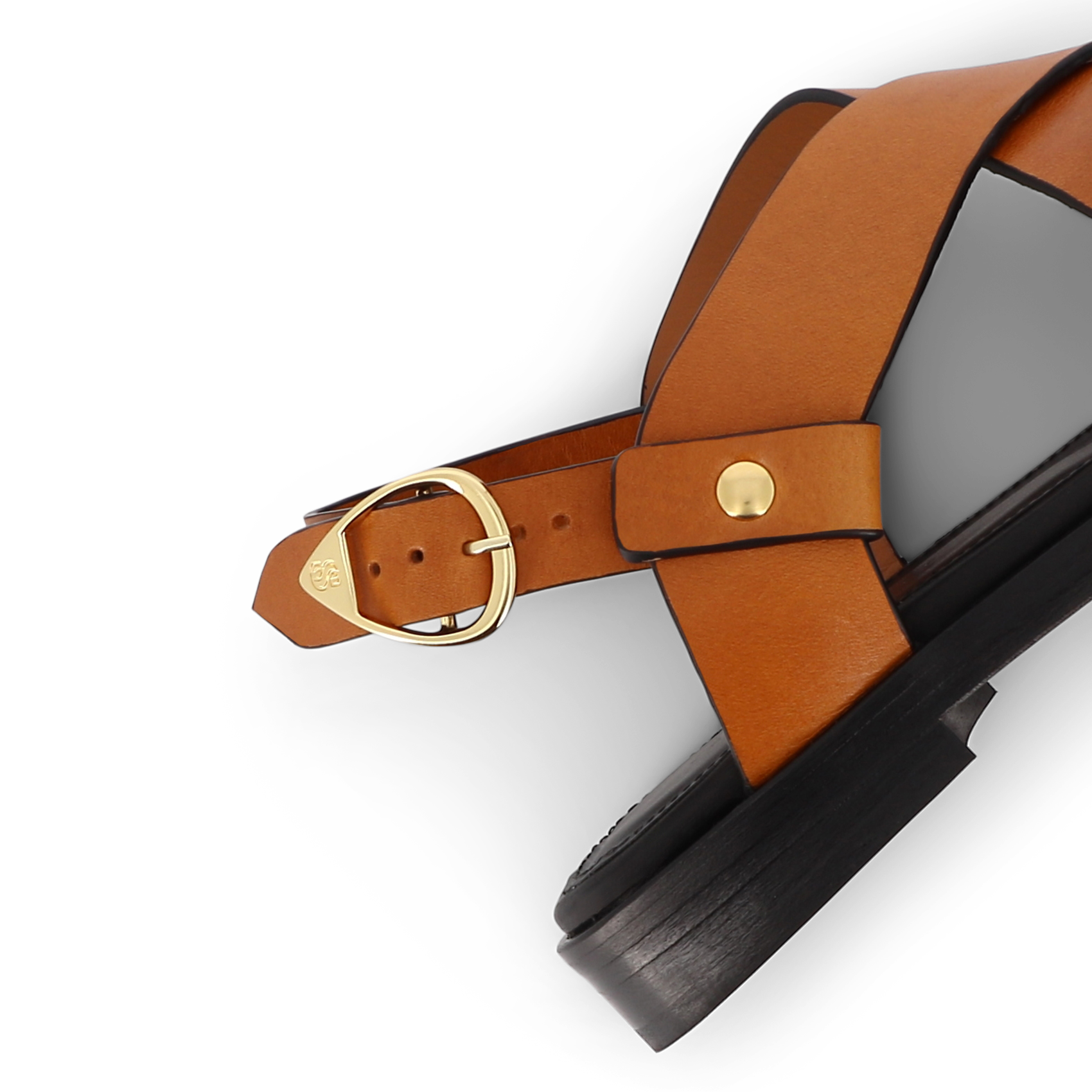 Sandales plates à brides croisées en cuir SOCQUE PARIS Beige