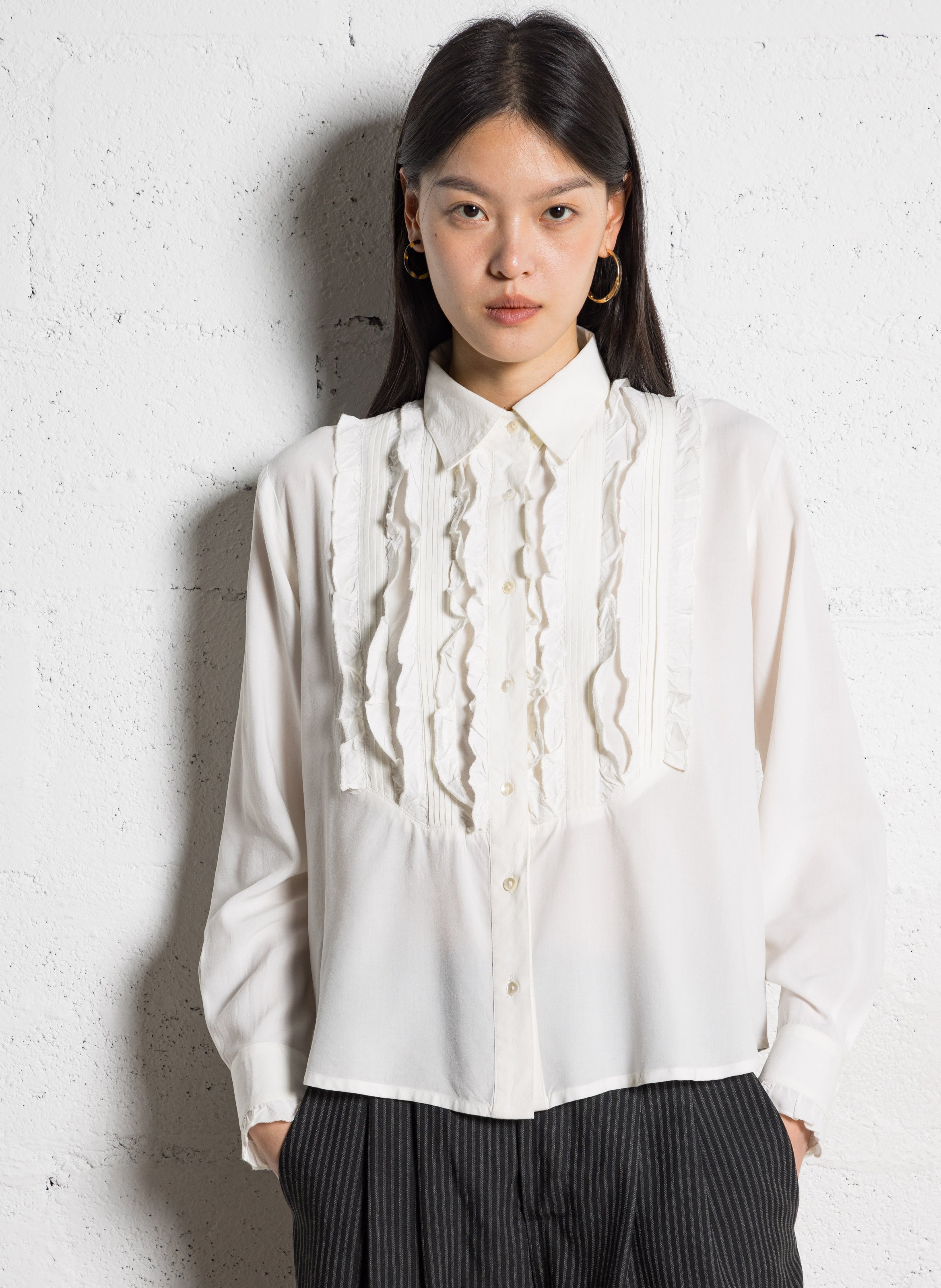 Short embroidered cotton-blend henley dress MAISON HOTEL Beige