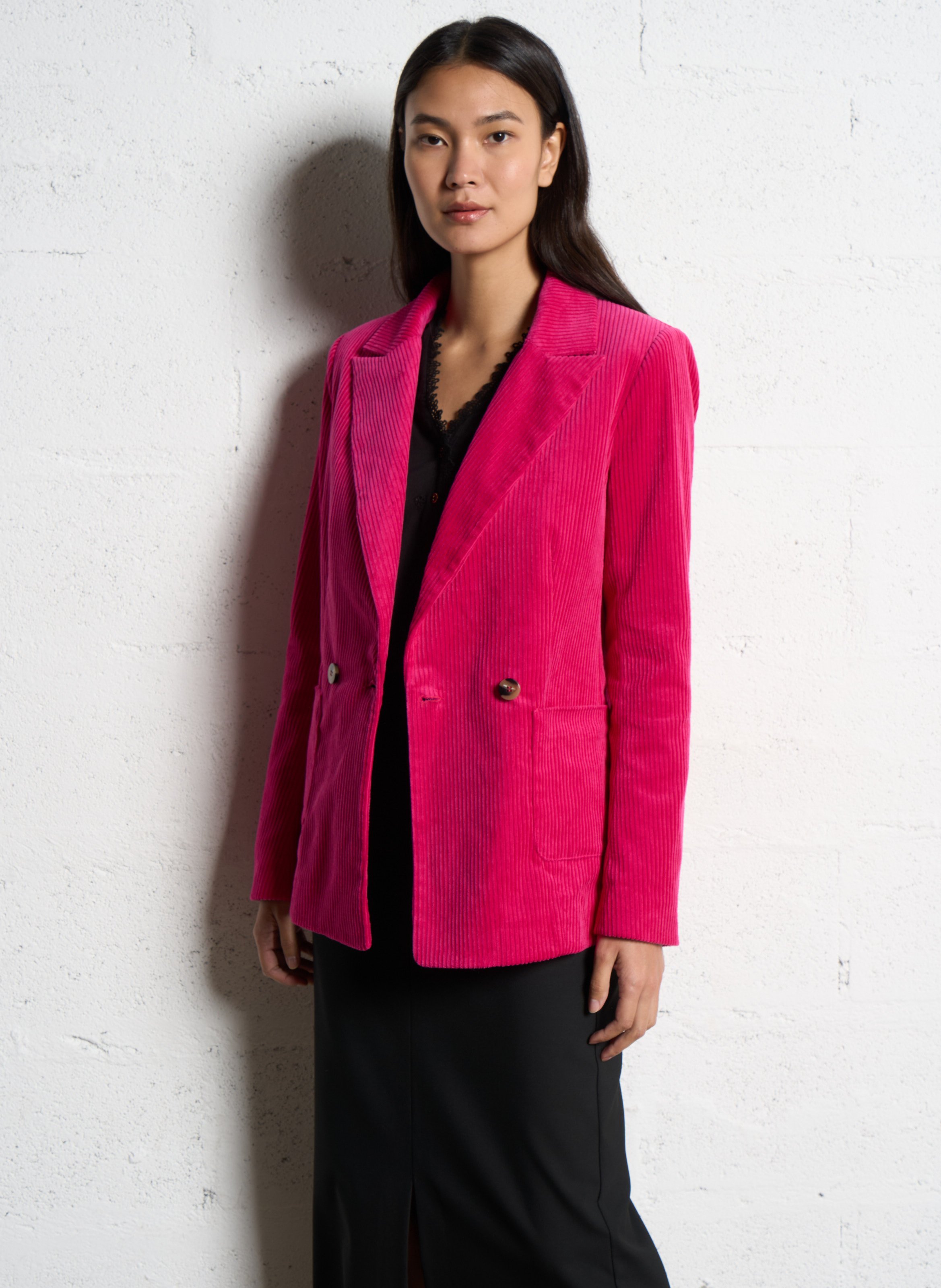 Gerade geschnittener Blazer aus Baumwolle ONE STEP Rosa