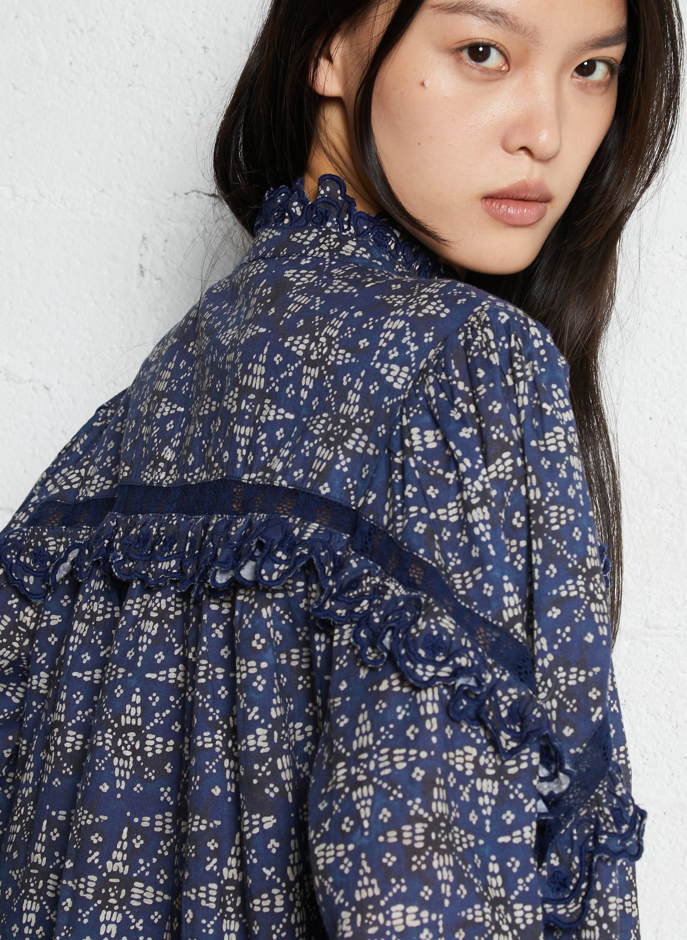 Straight printed cotton shirt LOUISE MISHA Blue