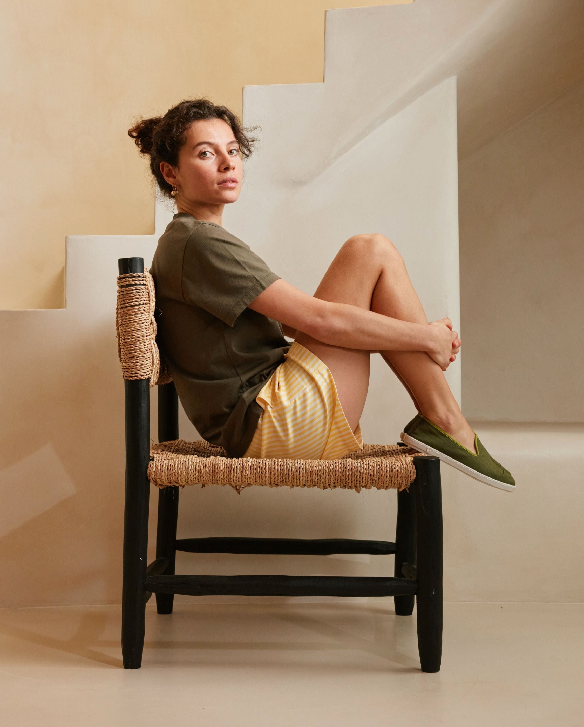 Women's linen slippers, pistachio green ANGARDE Green