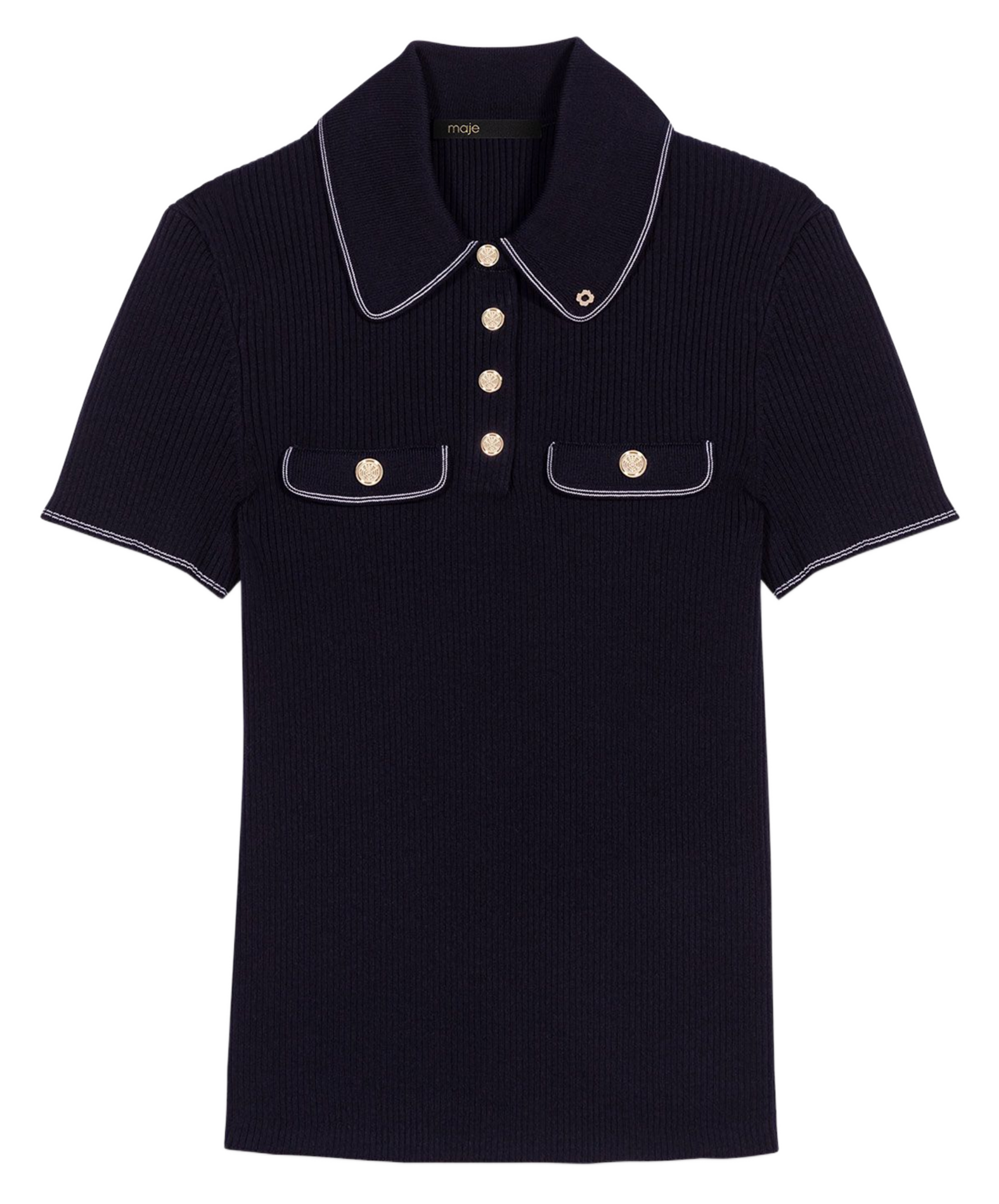 Pull col polo  MAJE Bleu