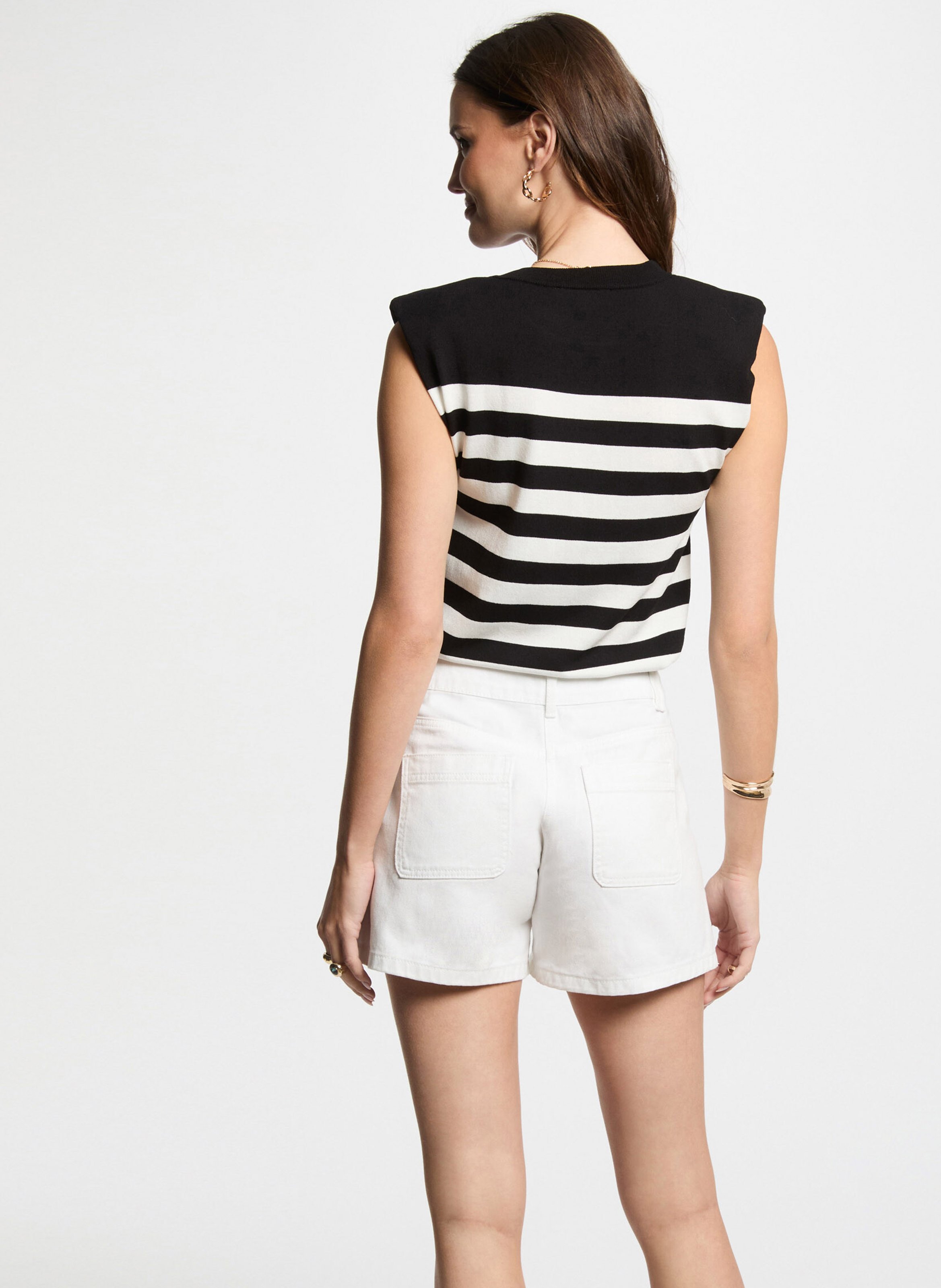 Pull col rond à rayures MORGAN Noir