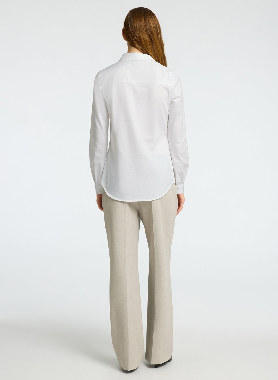 Organic cotton-blend shirt with classic collar SELECTED White