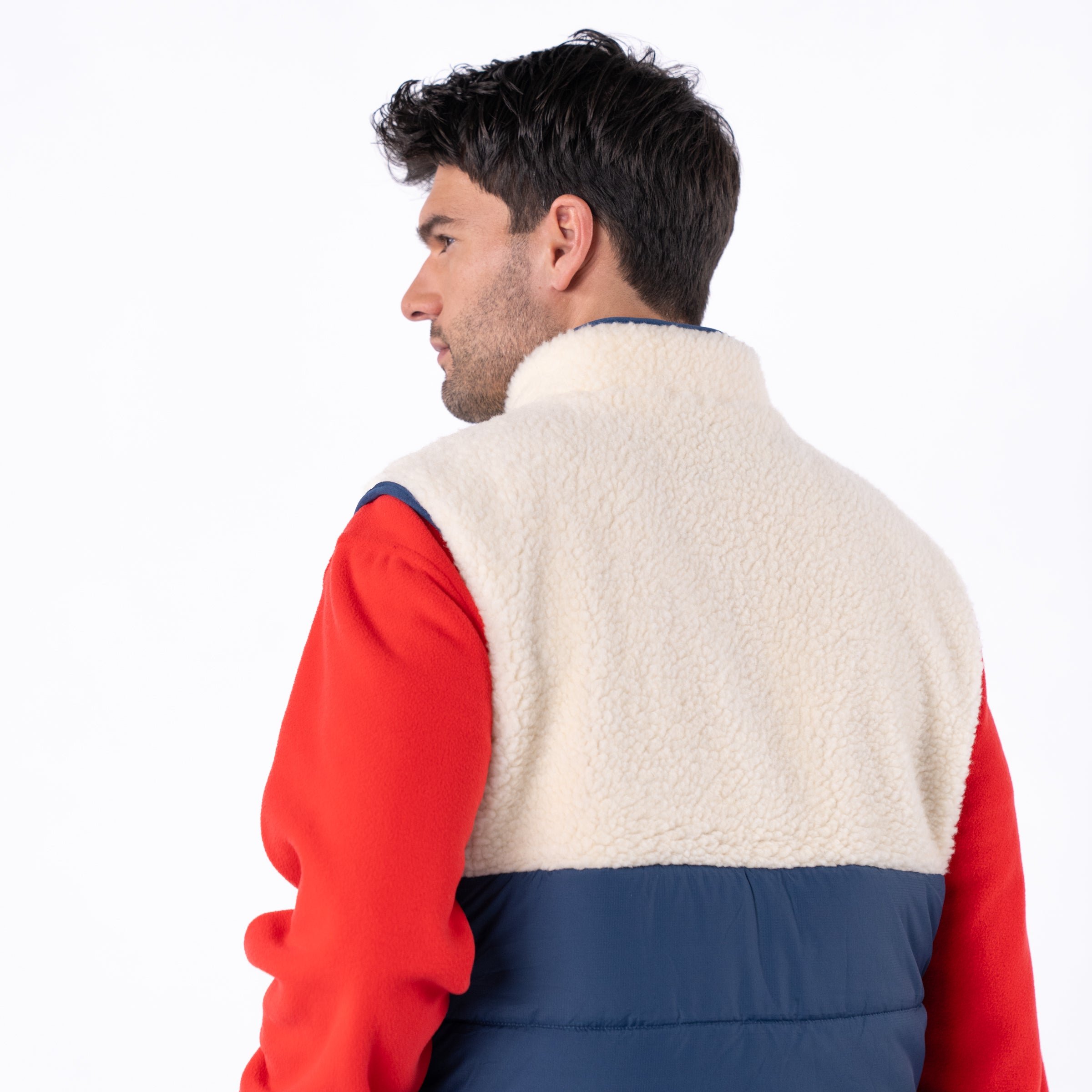 Sherpa sleeveless bi-material jacket BILLYBELT Beige