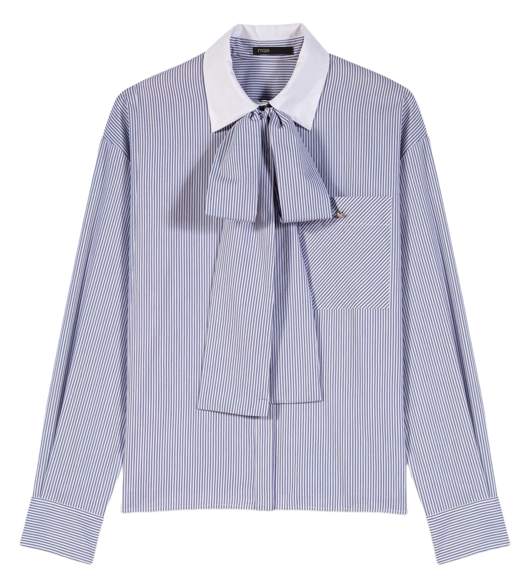 Cotton blend pussy bow shirt MAJE Blue