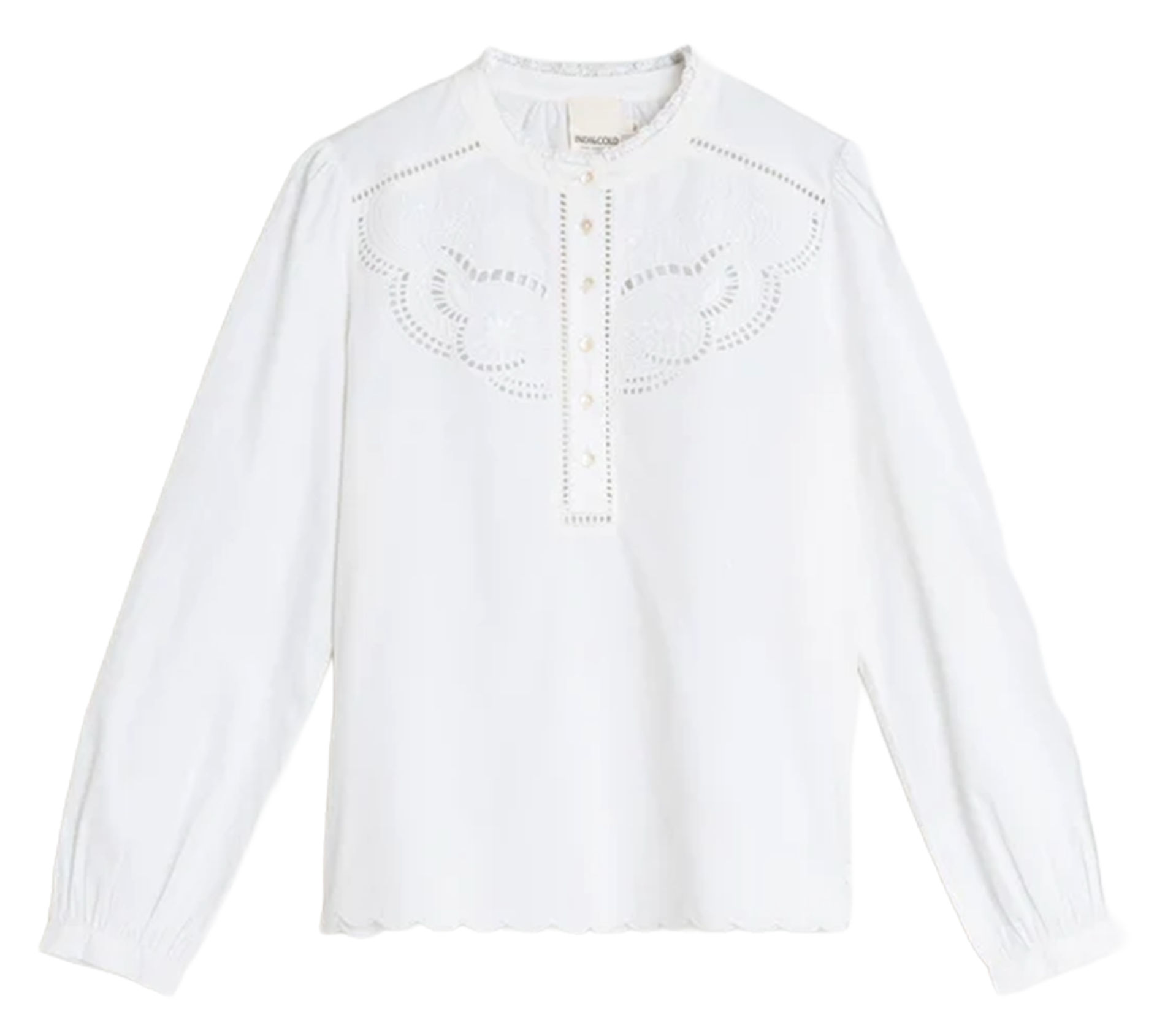 Baumwollbluse mit Rundhalsausschnitt INDI &amp; COLD Weiss