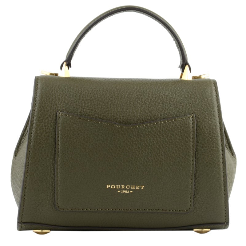 Handbag - grained calf leather POURCHET Khaki