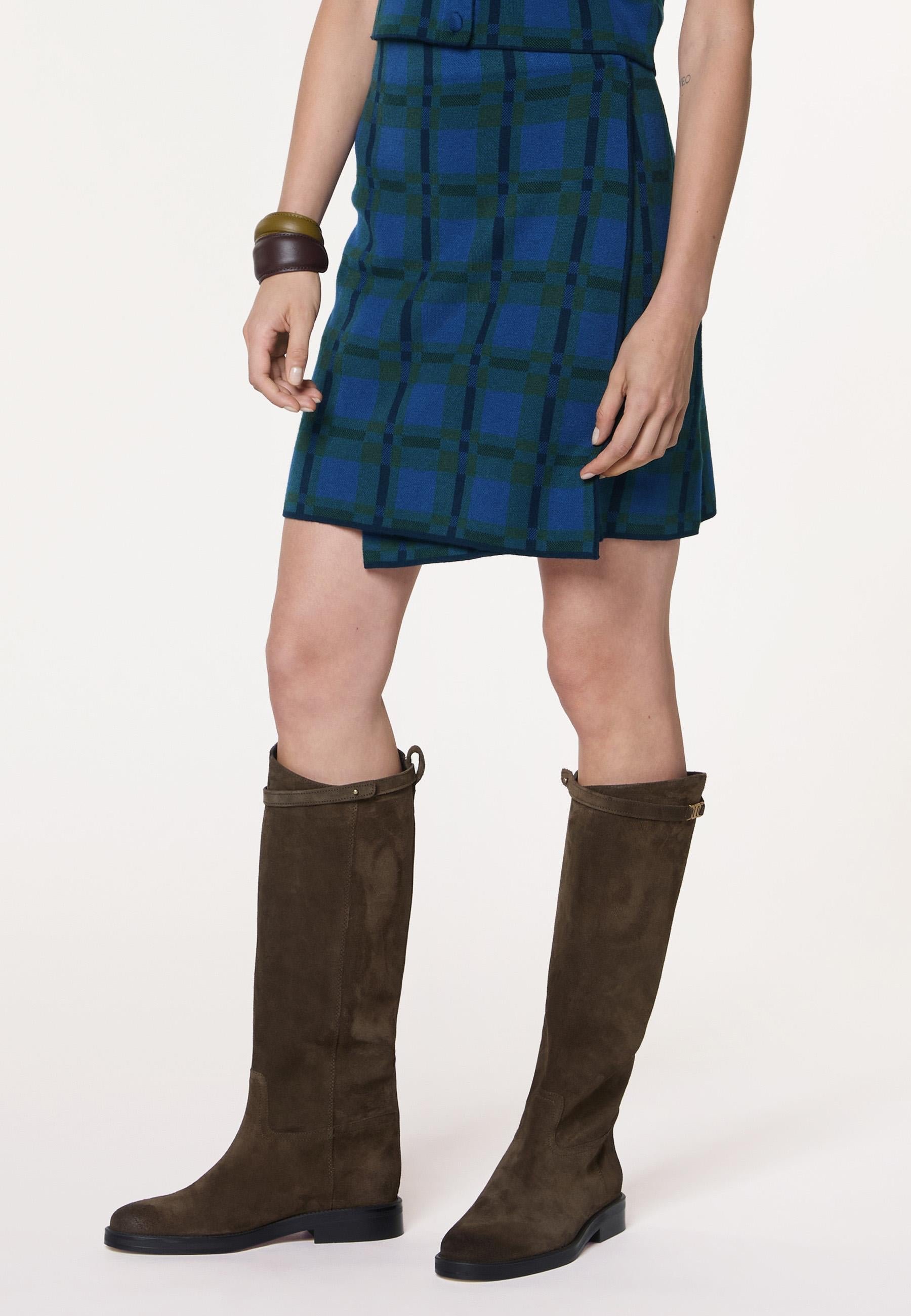 Straight plaid knit skirt RODIER Blue