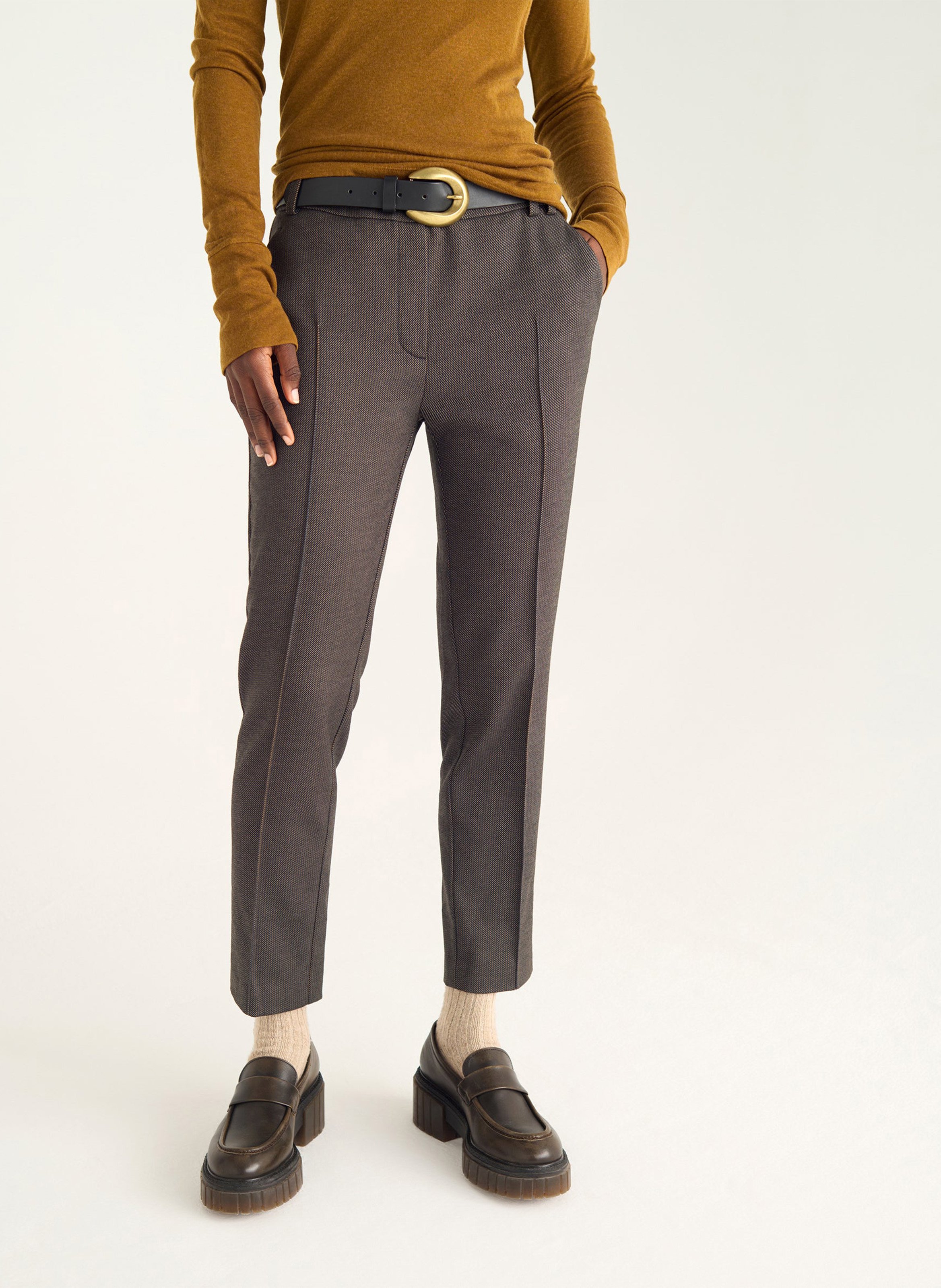 Slimfit-Hose aus Lederimitat ACOTE Braun