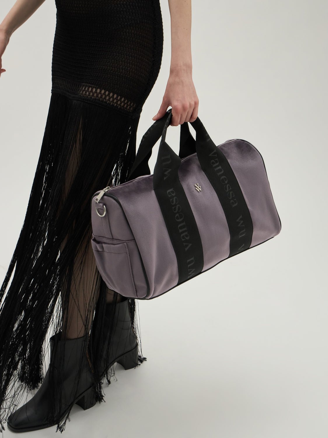 Leopard tweed weekend bag VANESSA WU Purple