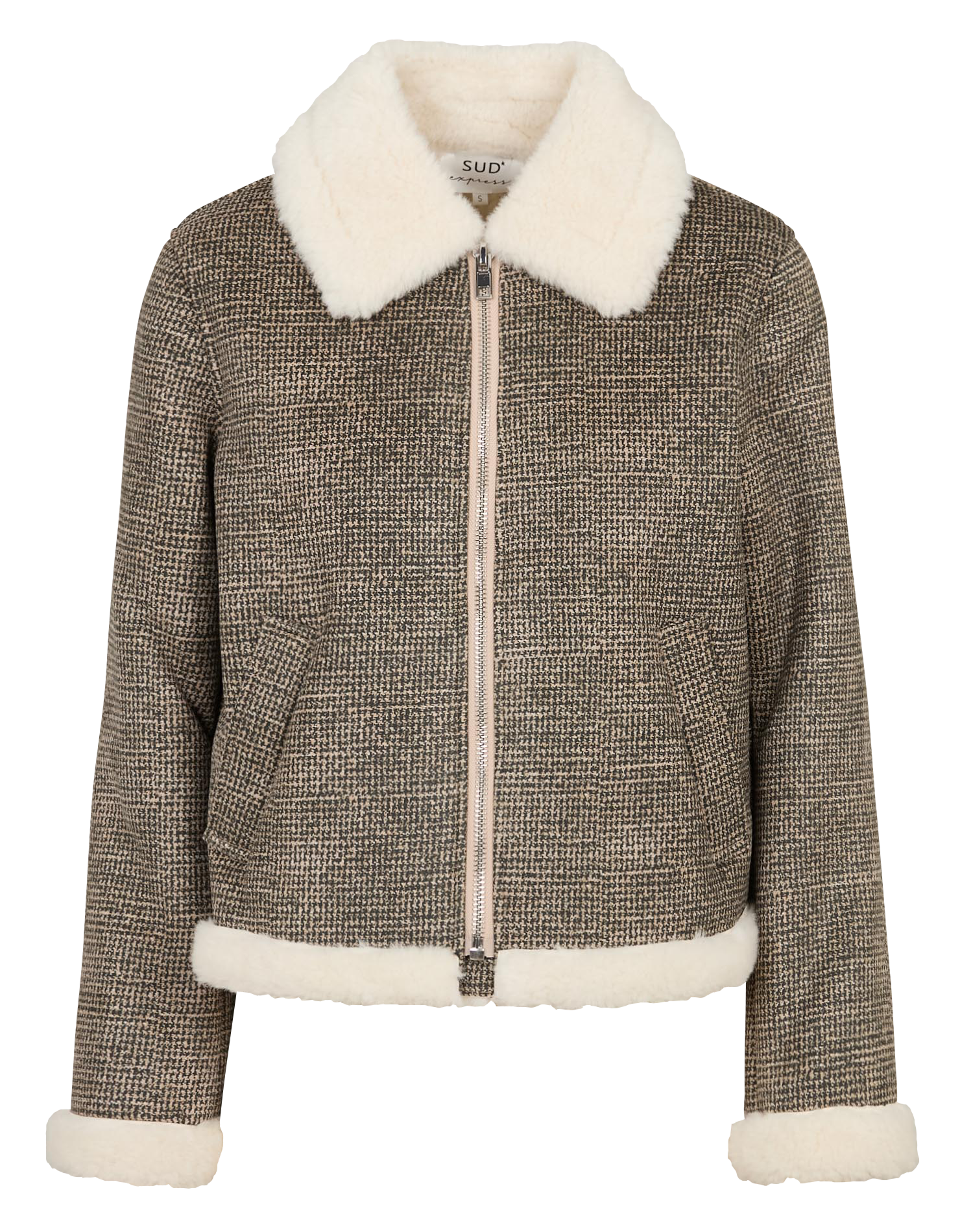 Gerade geschnittene Jacke mit klassischem Kragen und Print SUD EXPRESS Beige