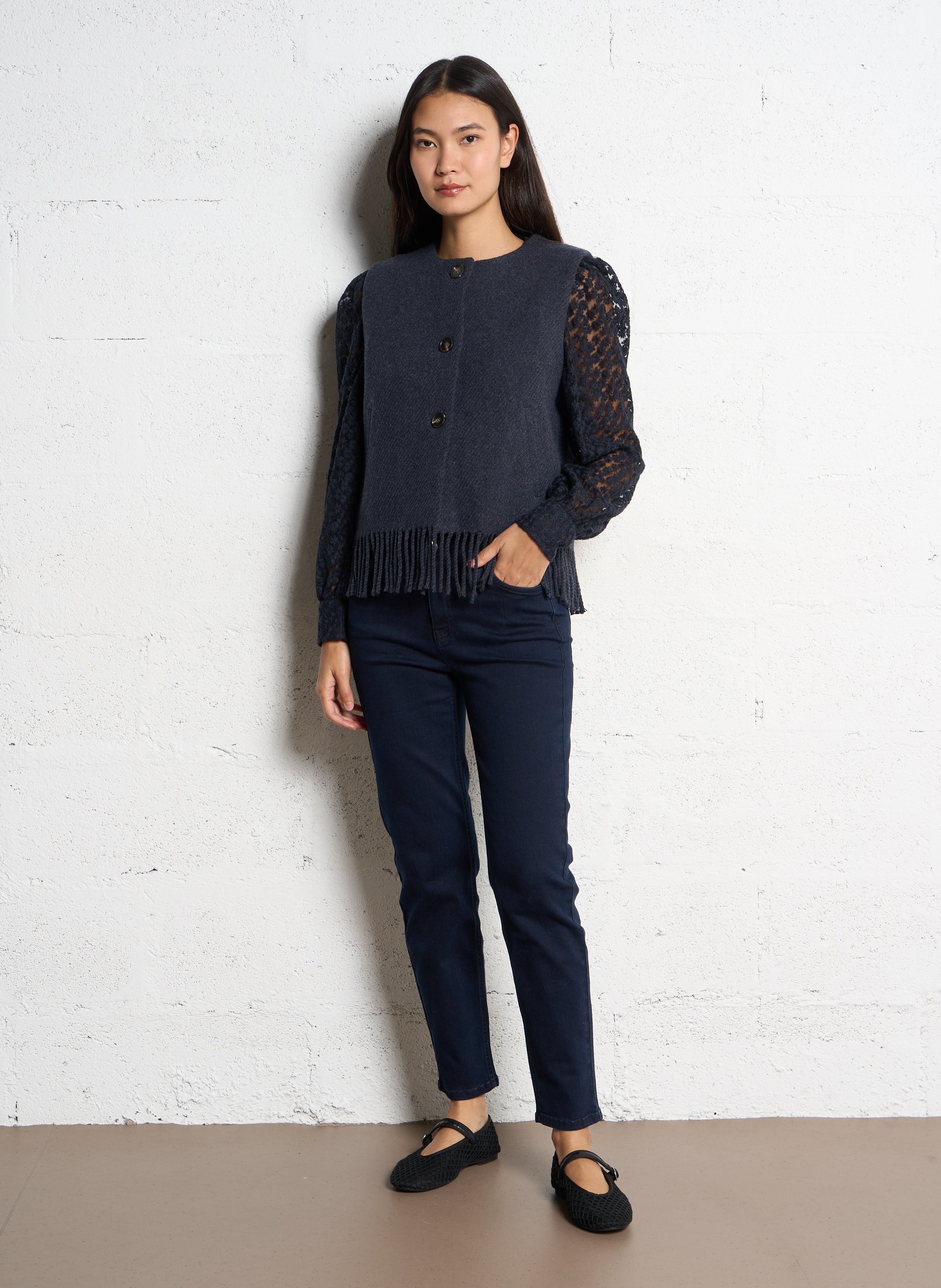 Veste ample en laine mélangée MAISON 123 Gris