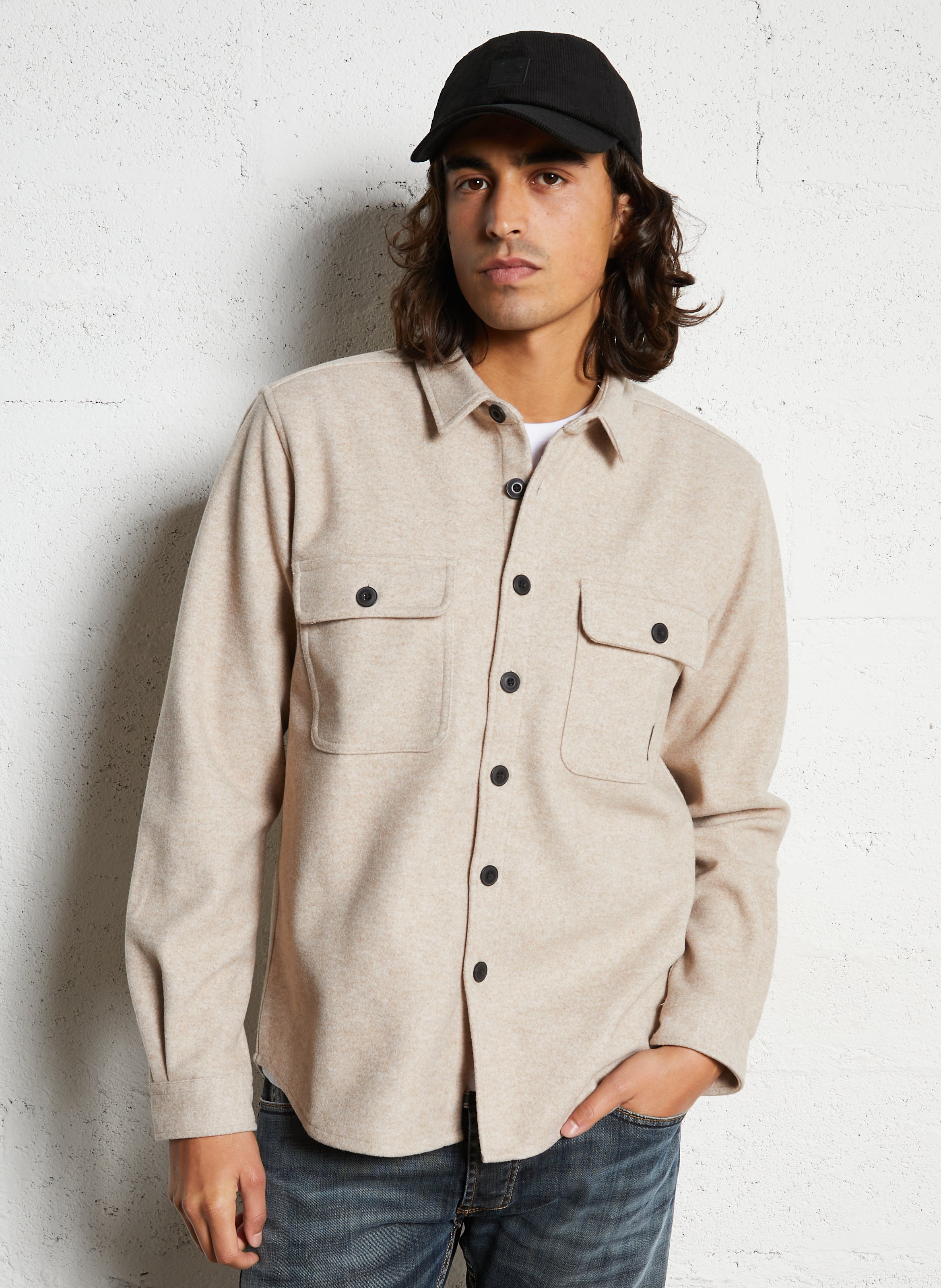 Cotton overshirt with classic collar LE TEMPS DES CERISES Green