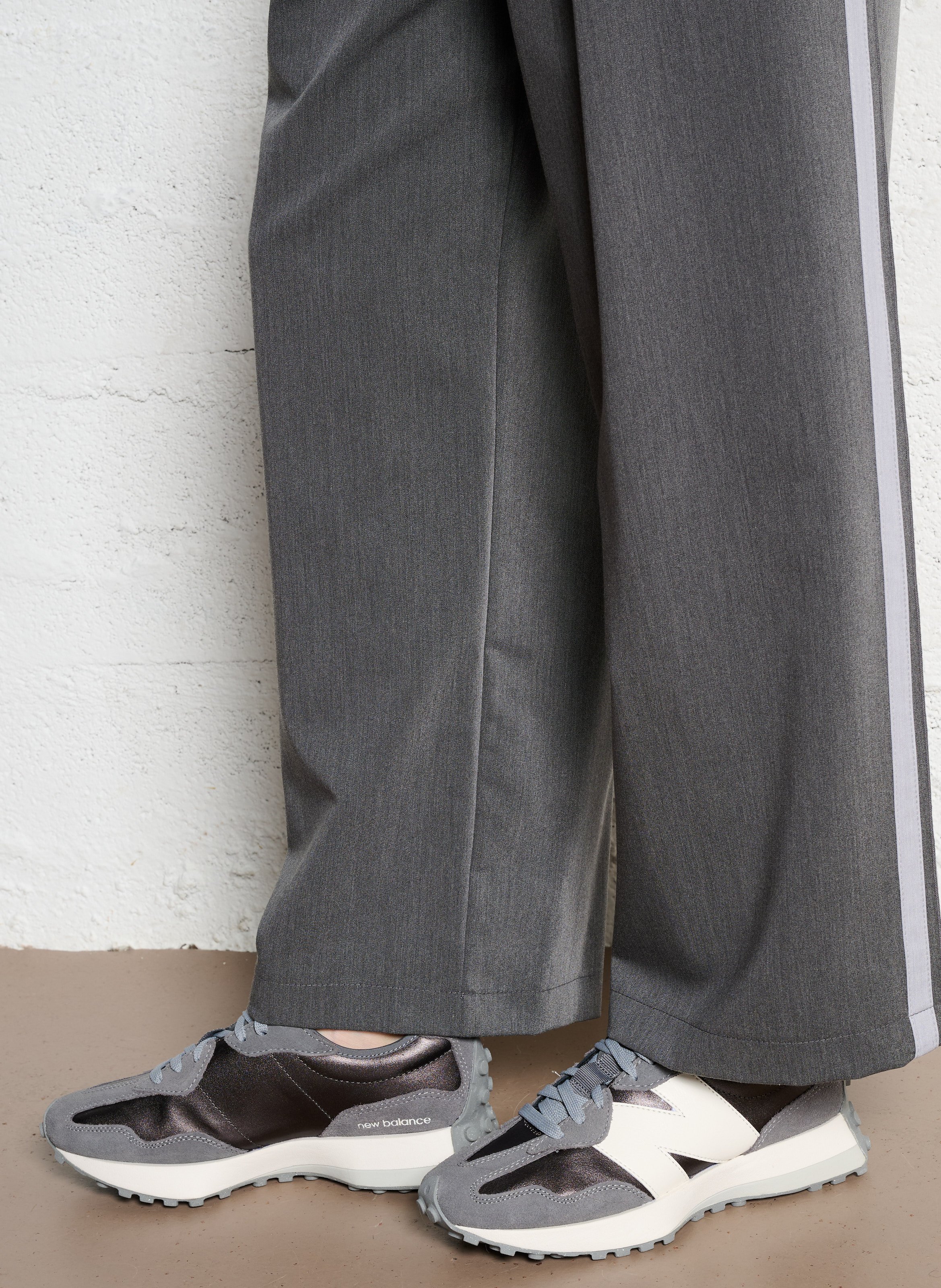 Low-top leather mix sneakers NEW BALANCE Grey