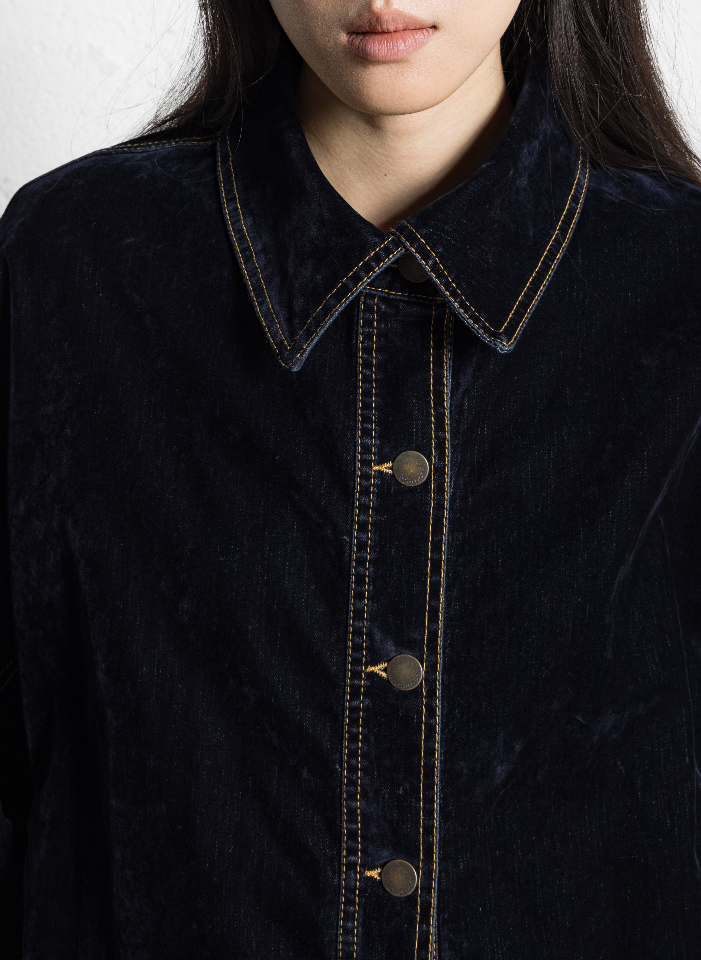 Veste col classique en coton mélangé MOMONI Bleu