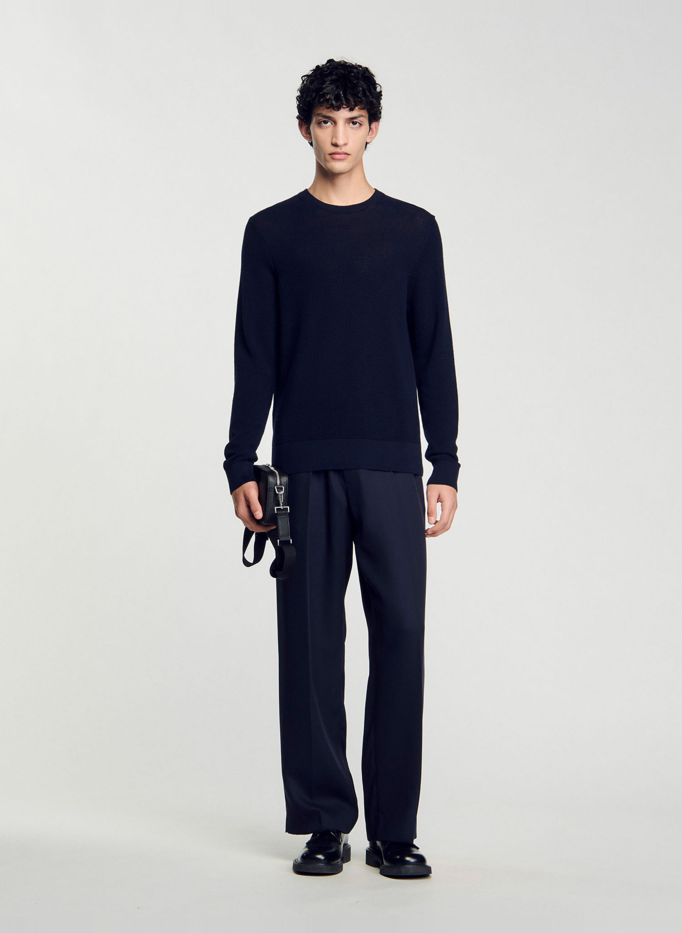 Gebreide trui met textuur SANDRO Blauw