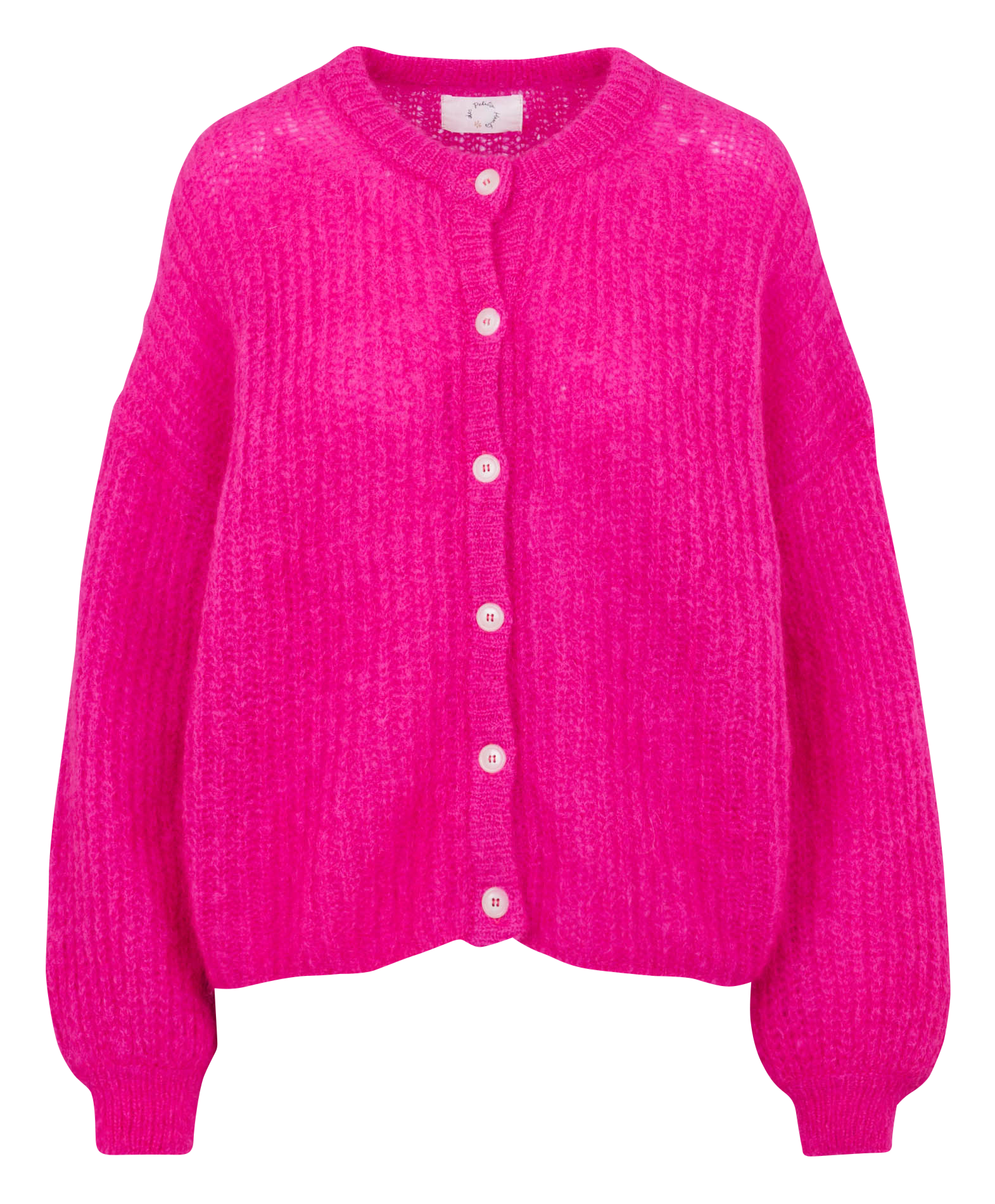 Oversized buttoned cardigan in mixed mohair DES PETITS HAUTS Pink