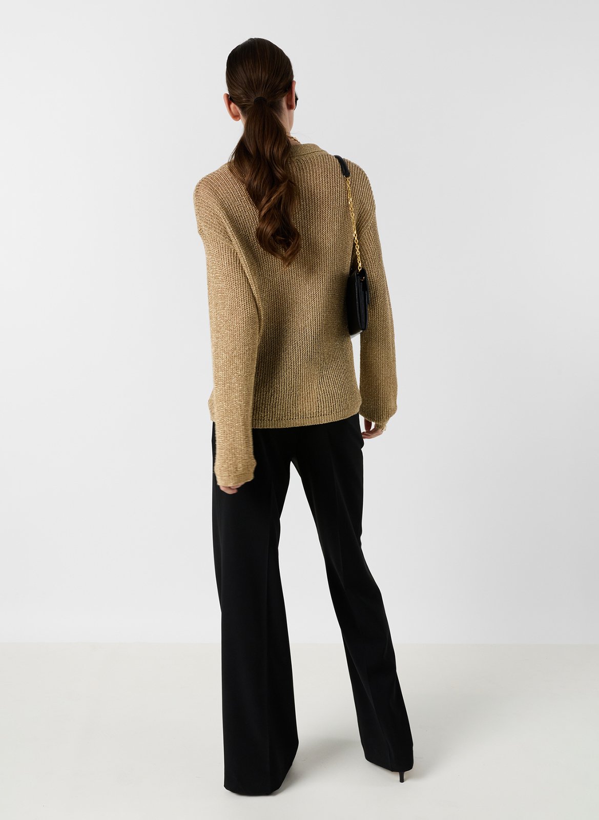 Straight knit sweater with openwork and sequins GERARD DAREL Golden