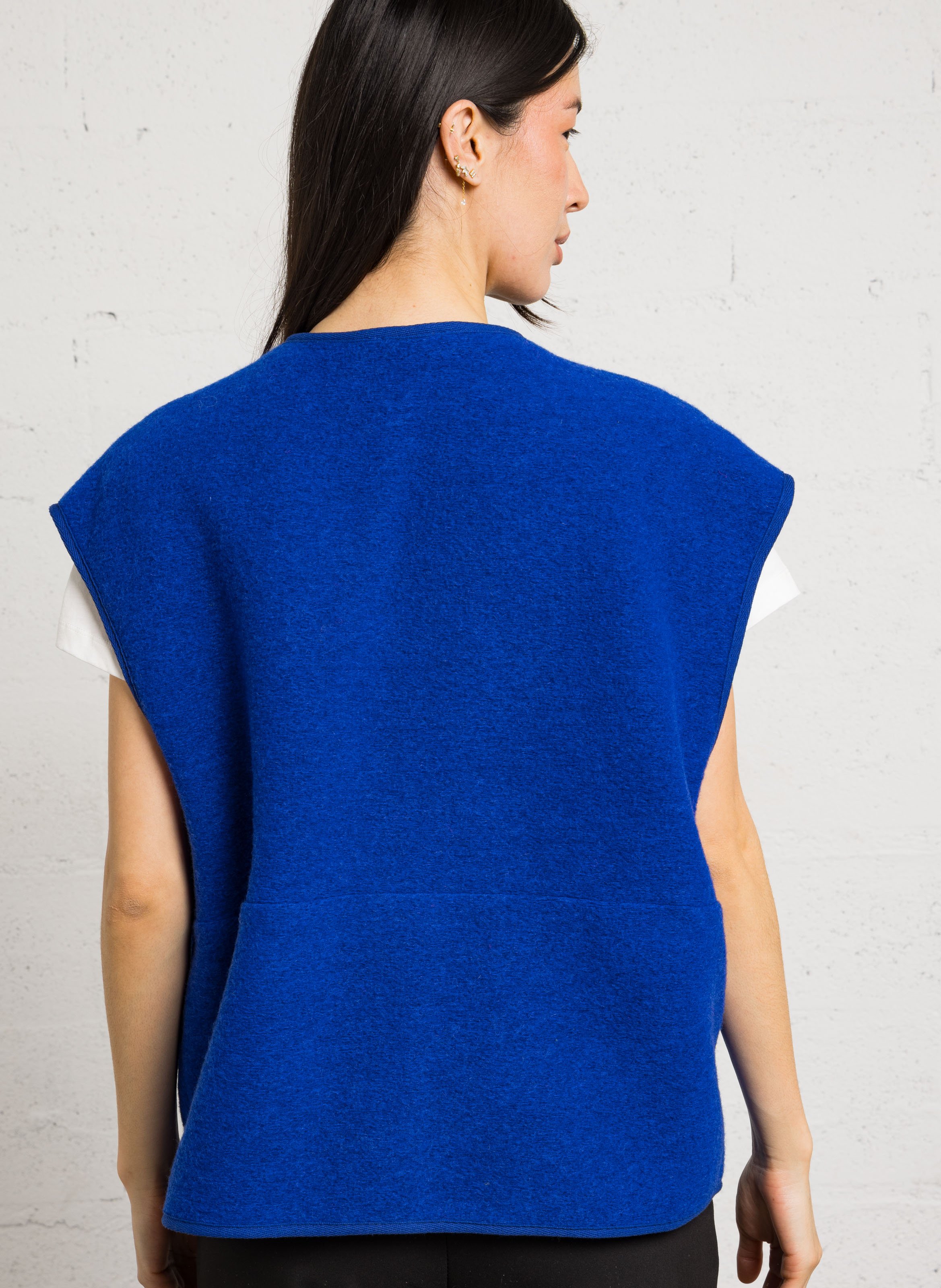 Veste sans manches en laine mélangée  DES PETITS HAUTS Bleu