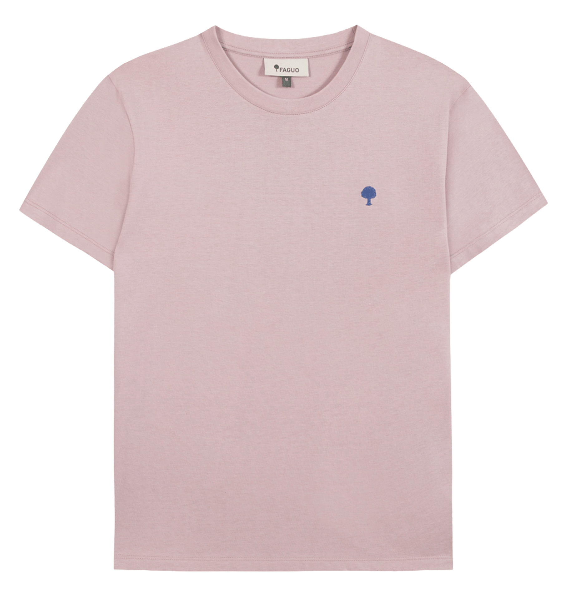 Tee-shirt droit col rond en coton et coton recyclé FAGUO Rose