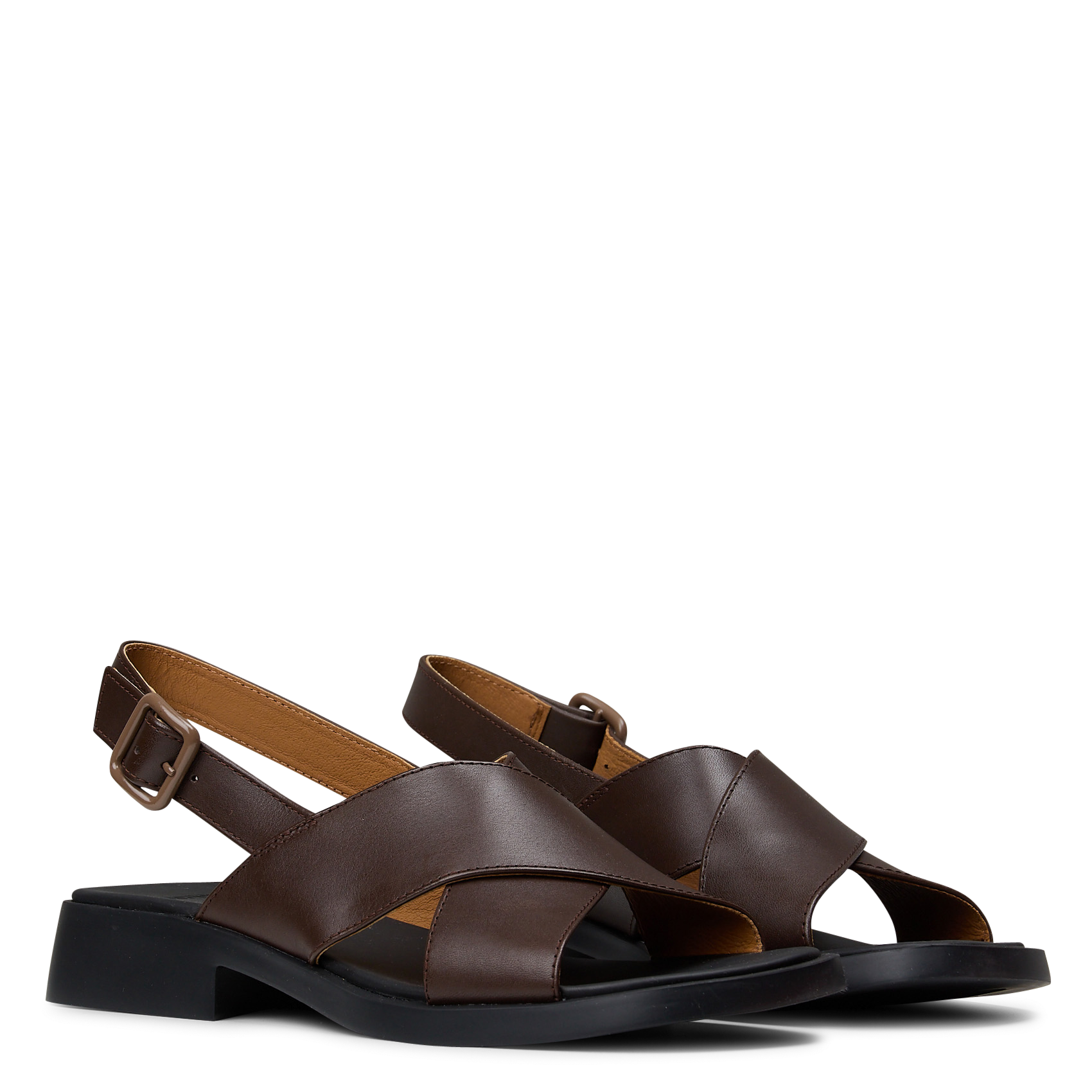 Aouda flat leather sandals CAMPER Brown