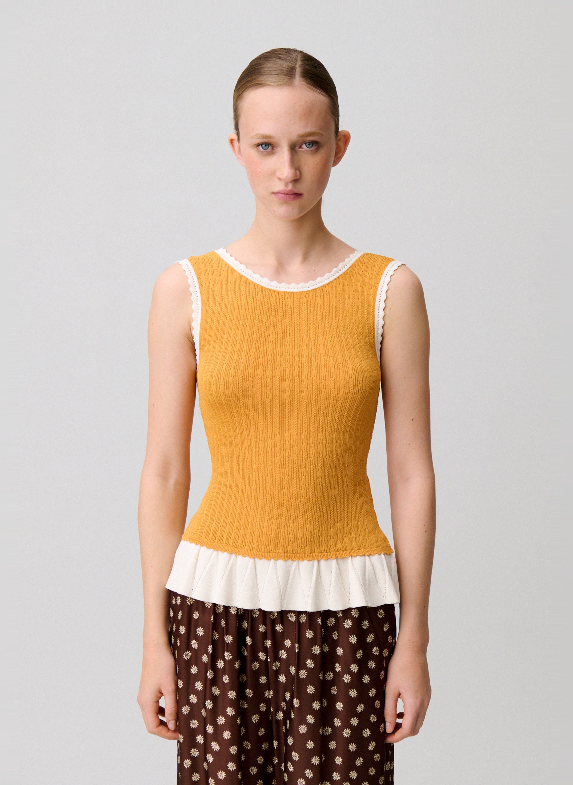 Fitted round-neck knit top CLAUDIE PIERLOT Orange
