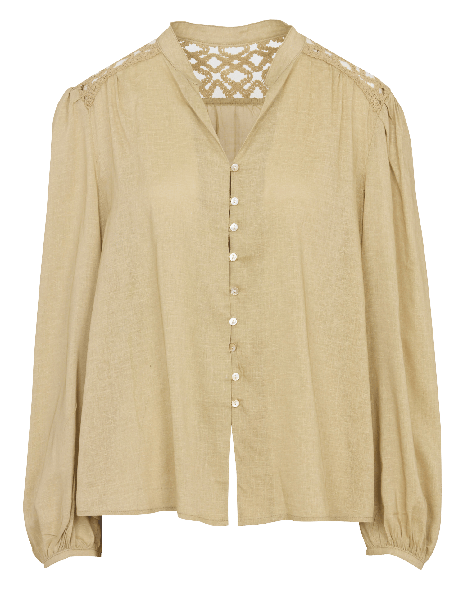 Oversized V-neck linen blend shirt THE KORNER Beige