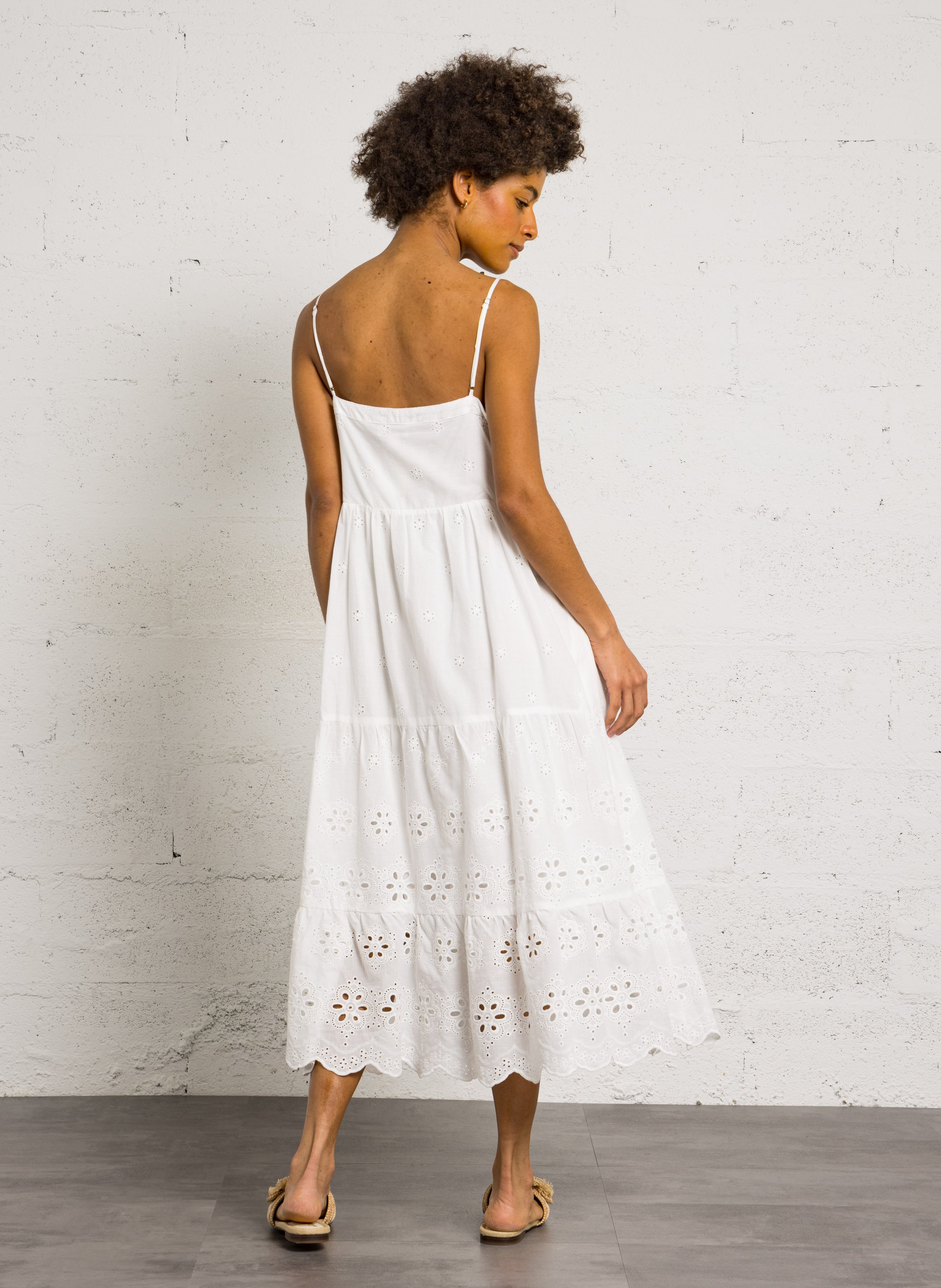 Robe midj brodée en coton SEE U SOON Blanc