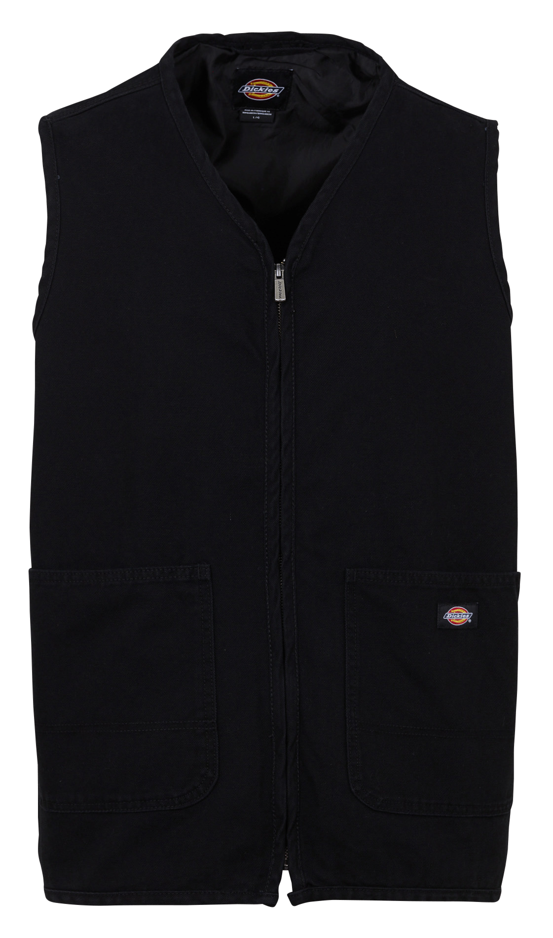 Rechte katoenen jas met V-hals DICKIES Zwart