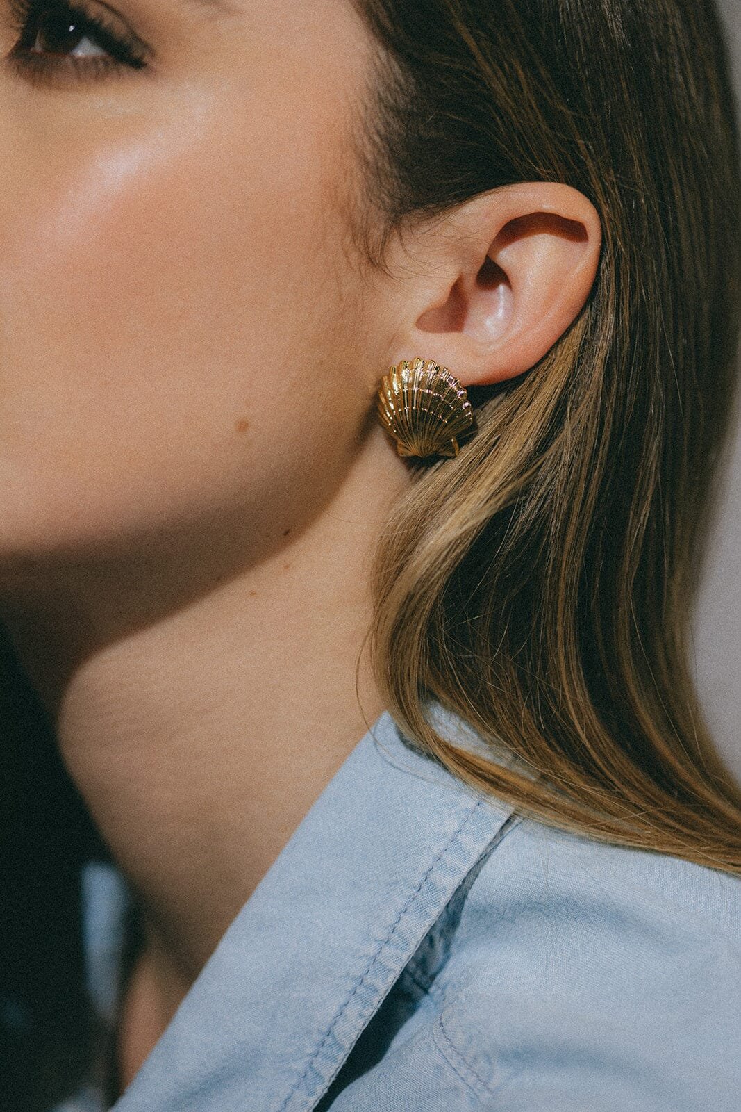 Large seashell stud earrings silver plated MONSIEUR SIMONE Silver