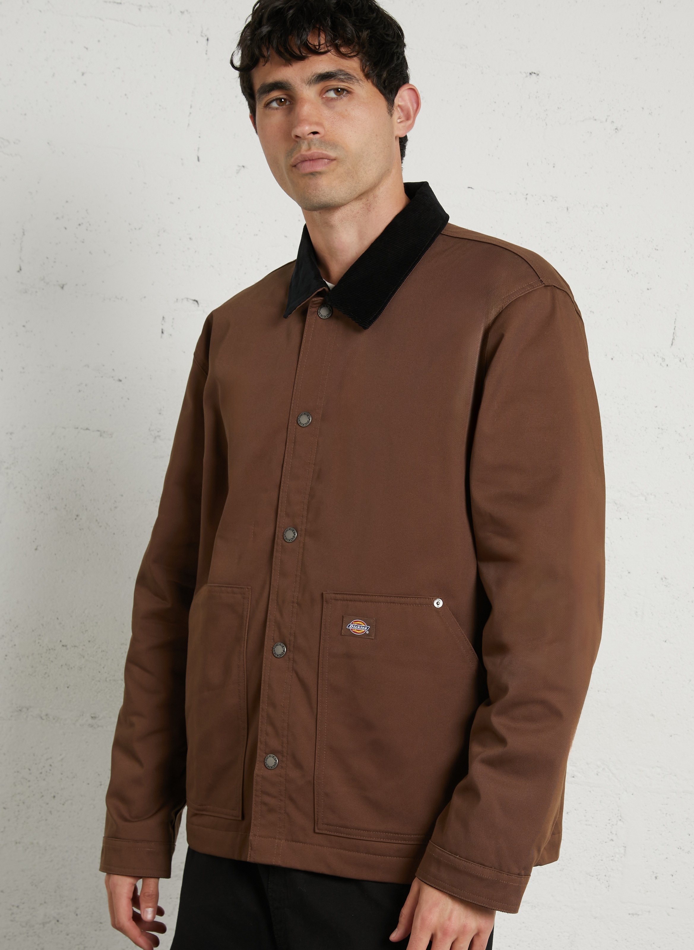 Veste droite col classique brodée DICKIES Marron