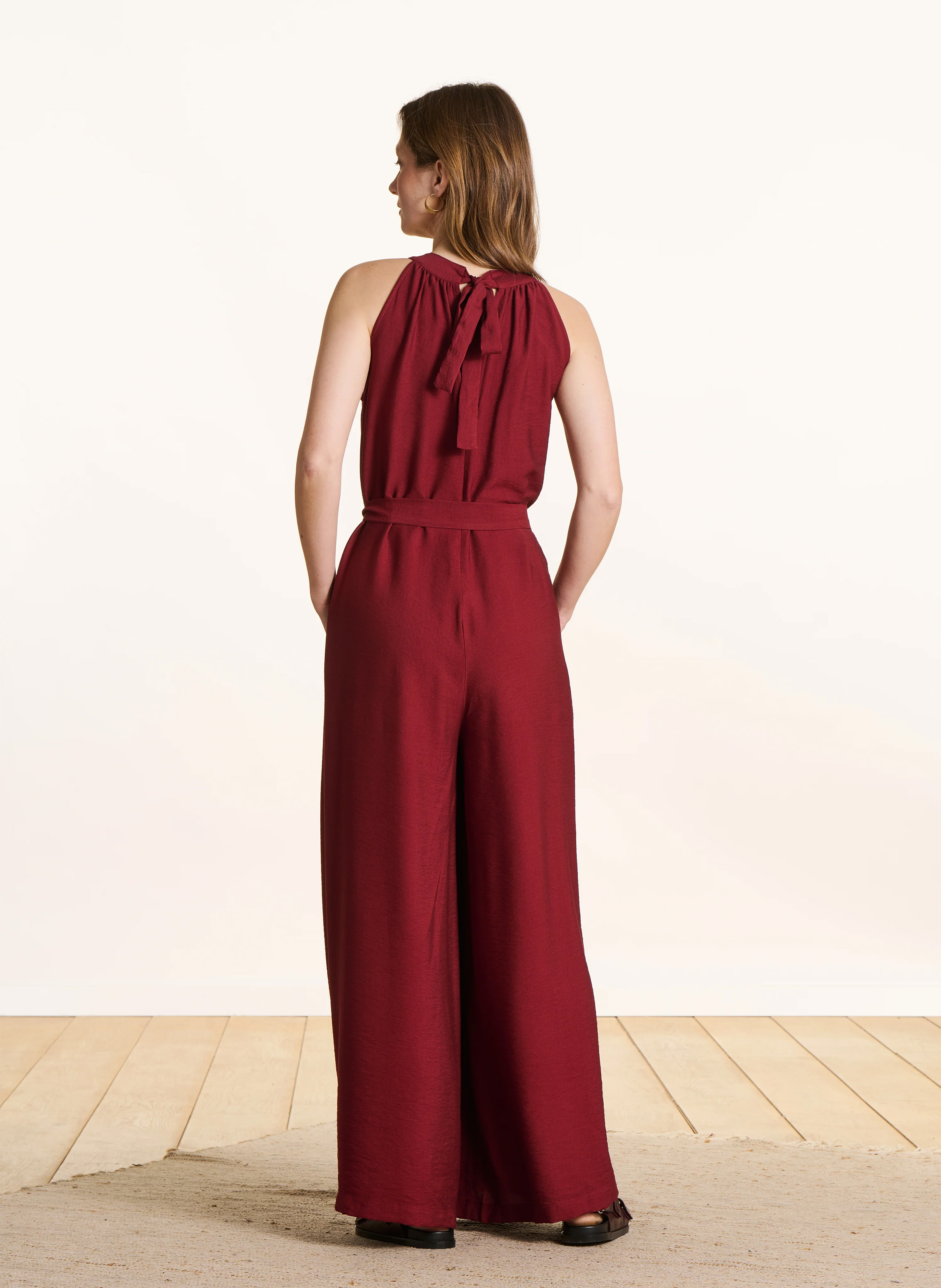Lange soepele jumpsuit LA FEE MARABOUTEE Bruin